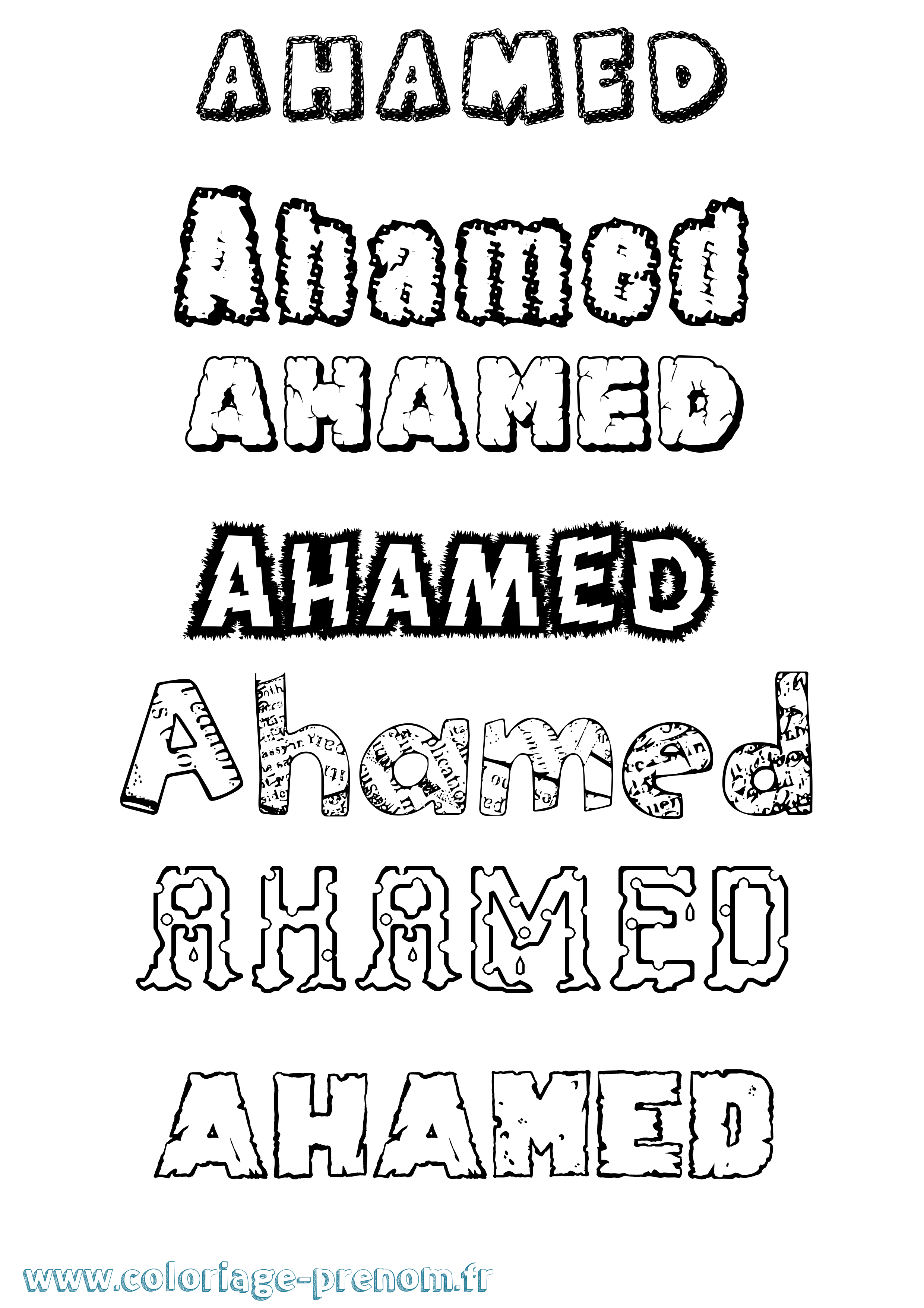 Coloriage Ahamed Destructuré Coloriage prénom Ahamed Destructuré