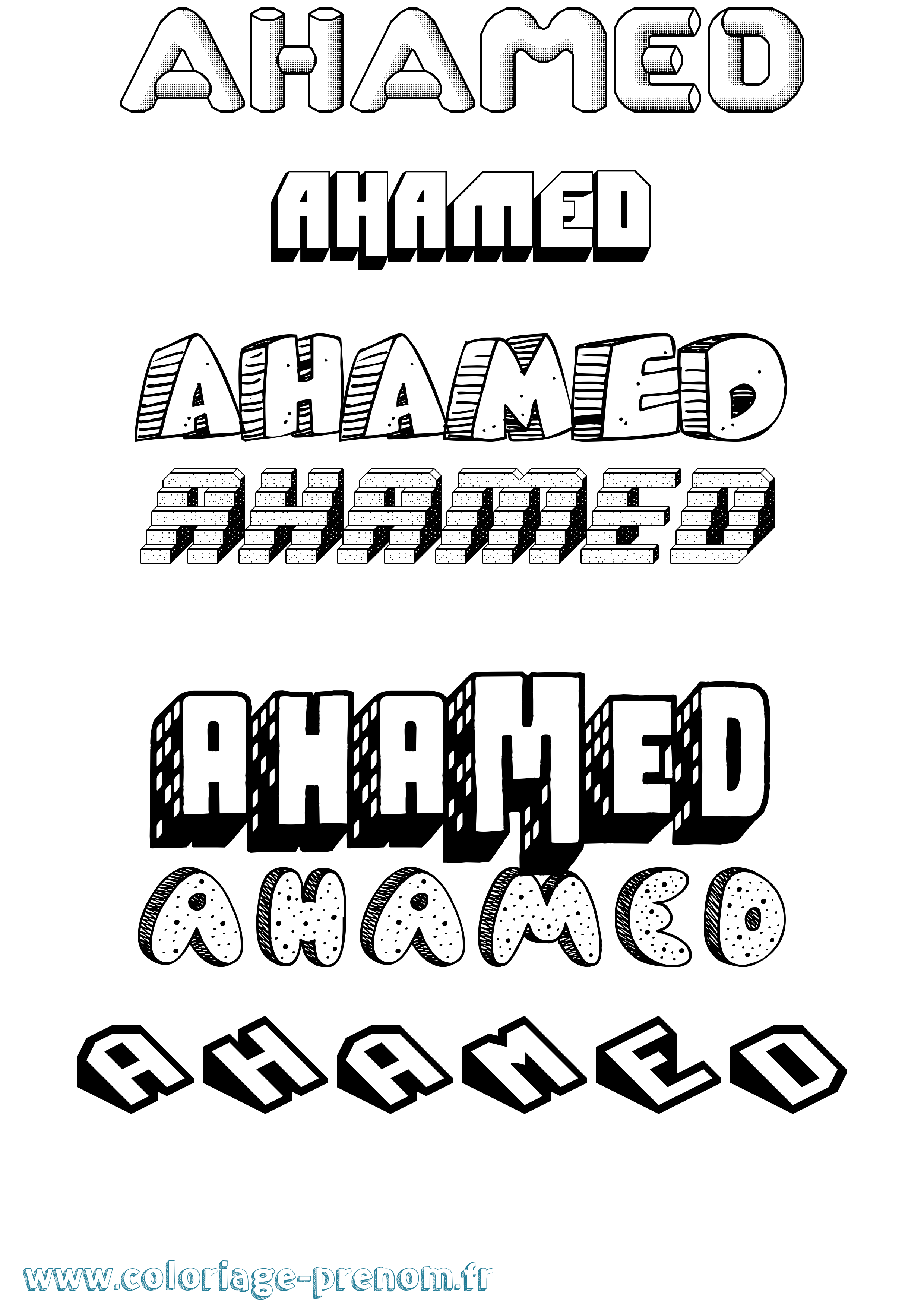 Coloriage Ahamed Effet 3D Coloriage prénom Ahamed Effet 3D