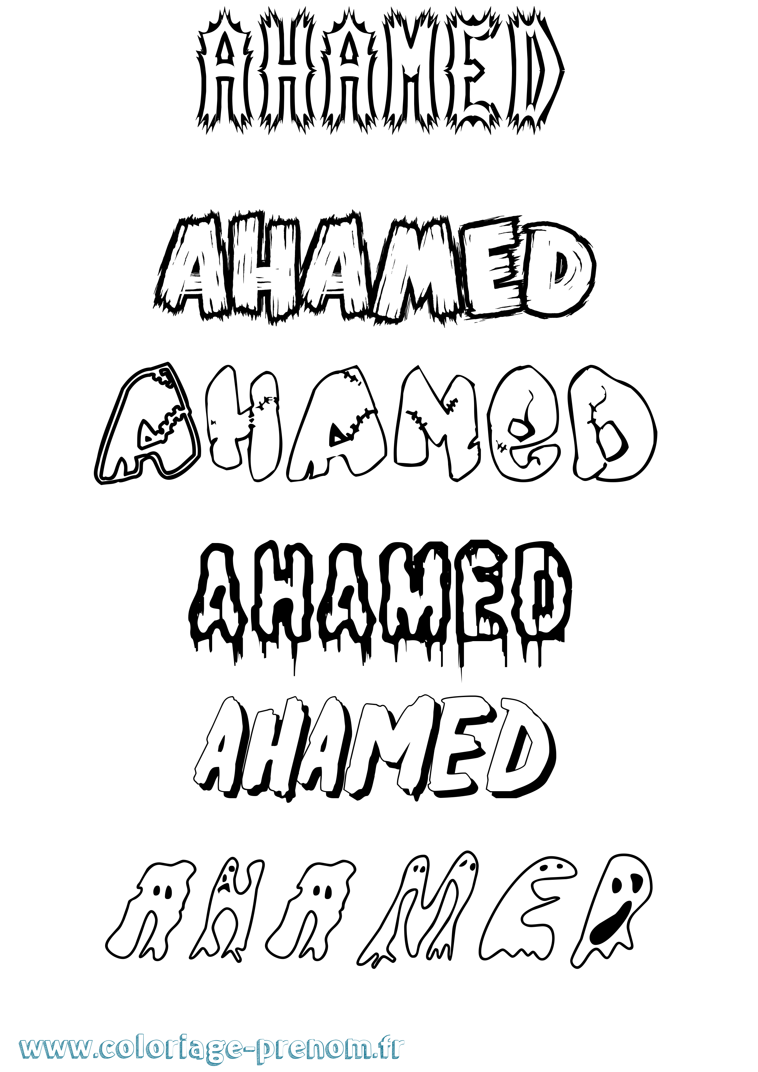 Coloriage Ahamed Frisson Coloriage prénom Ahamed Frisson