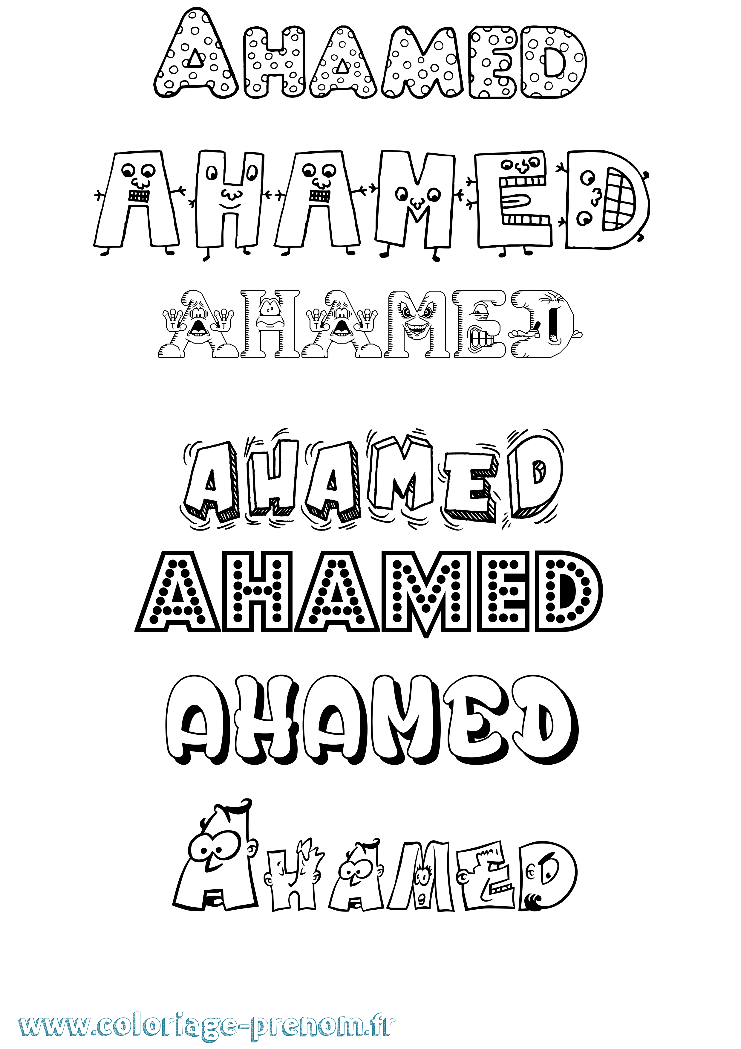 Coloriage Ahamed Fun Coloriage prénom Ahamed Fun
