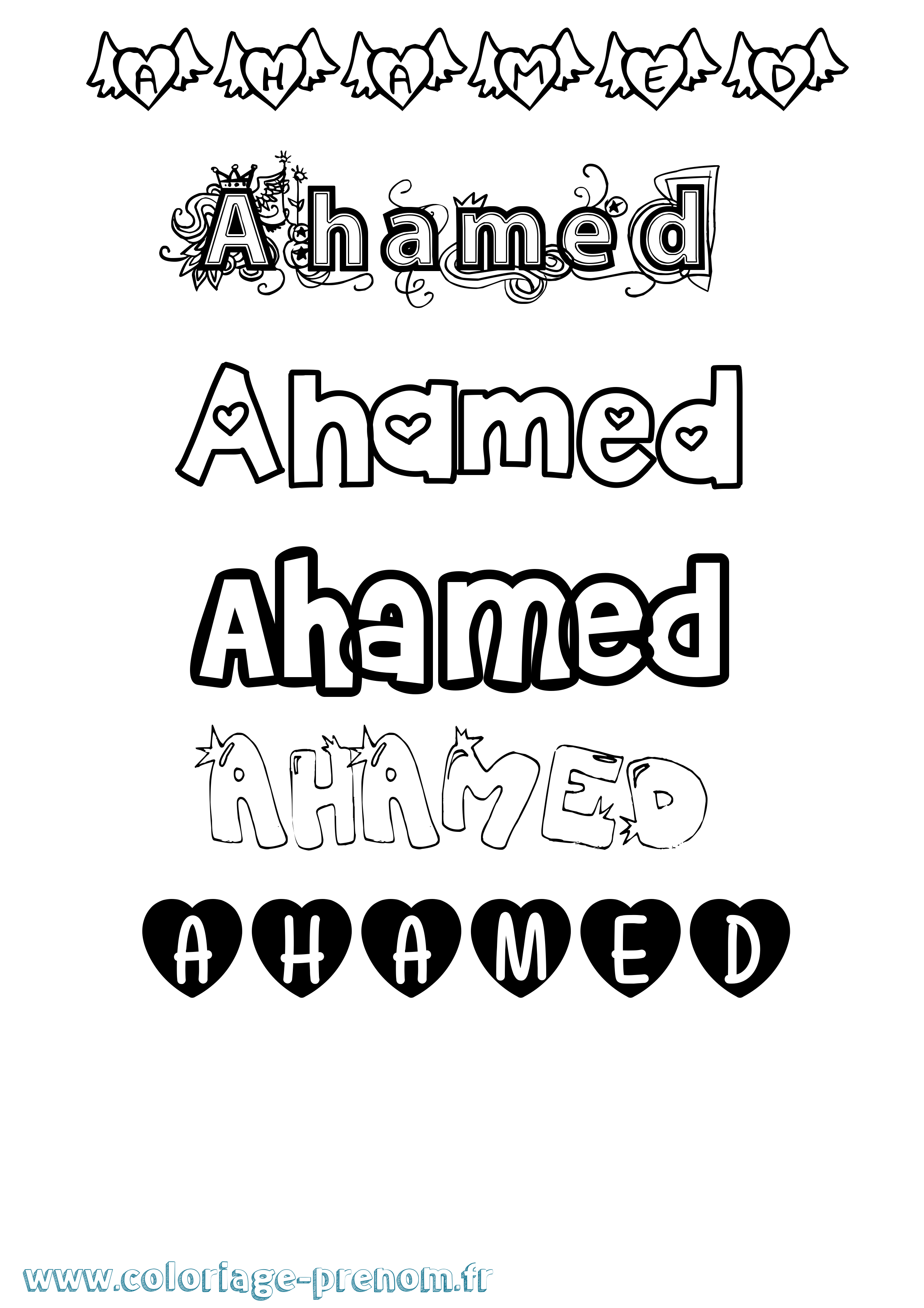 Coloriage Ahamed Girly Coloriage prénom Ahamed Girly