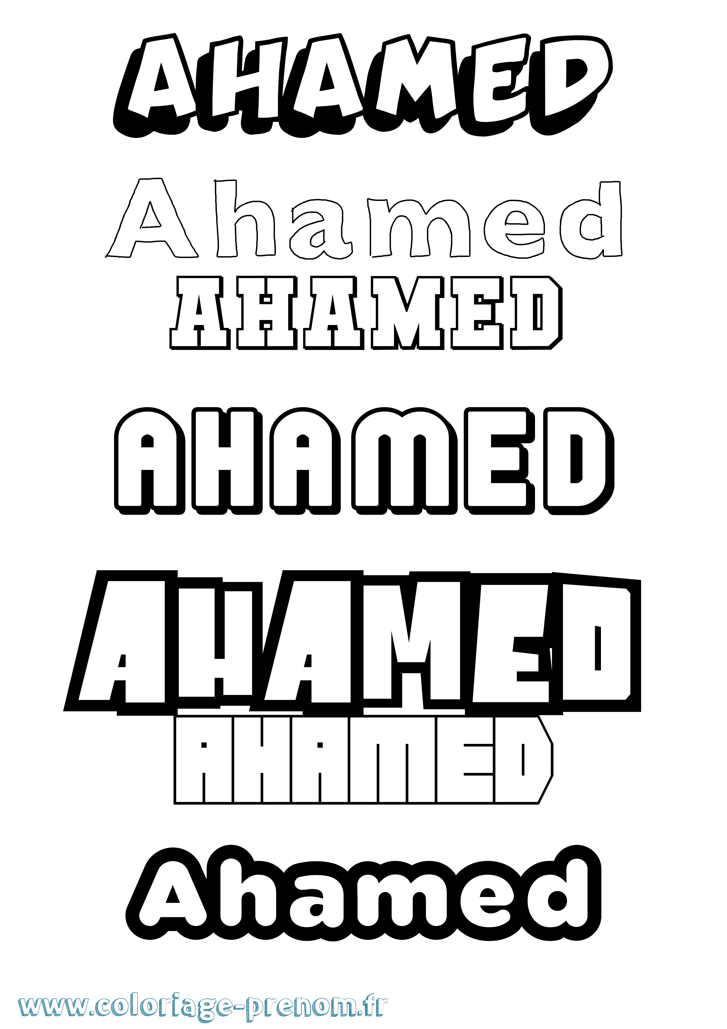 Coloriage Ahamed Simple Coloriage prénom Ahamed Simple