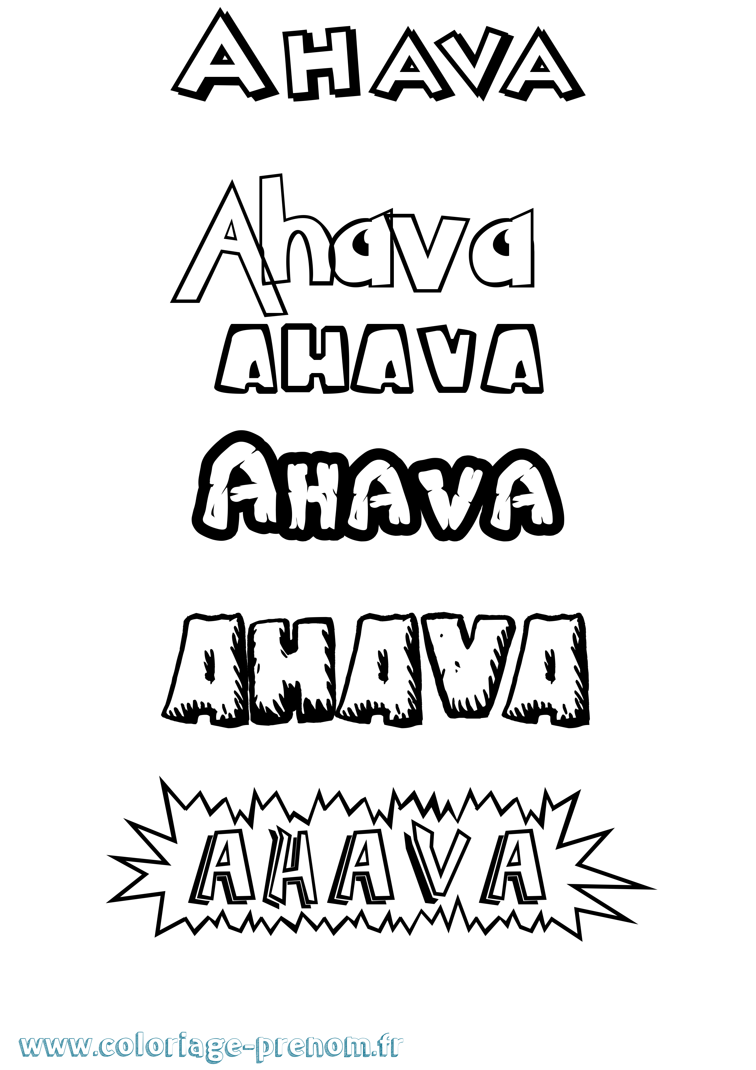 Coloriage Ahava Dessin Animé Coloriage prénom Ahava Dessin Animé
