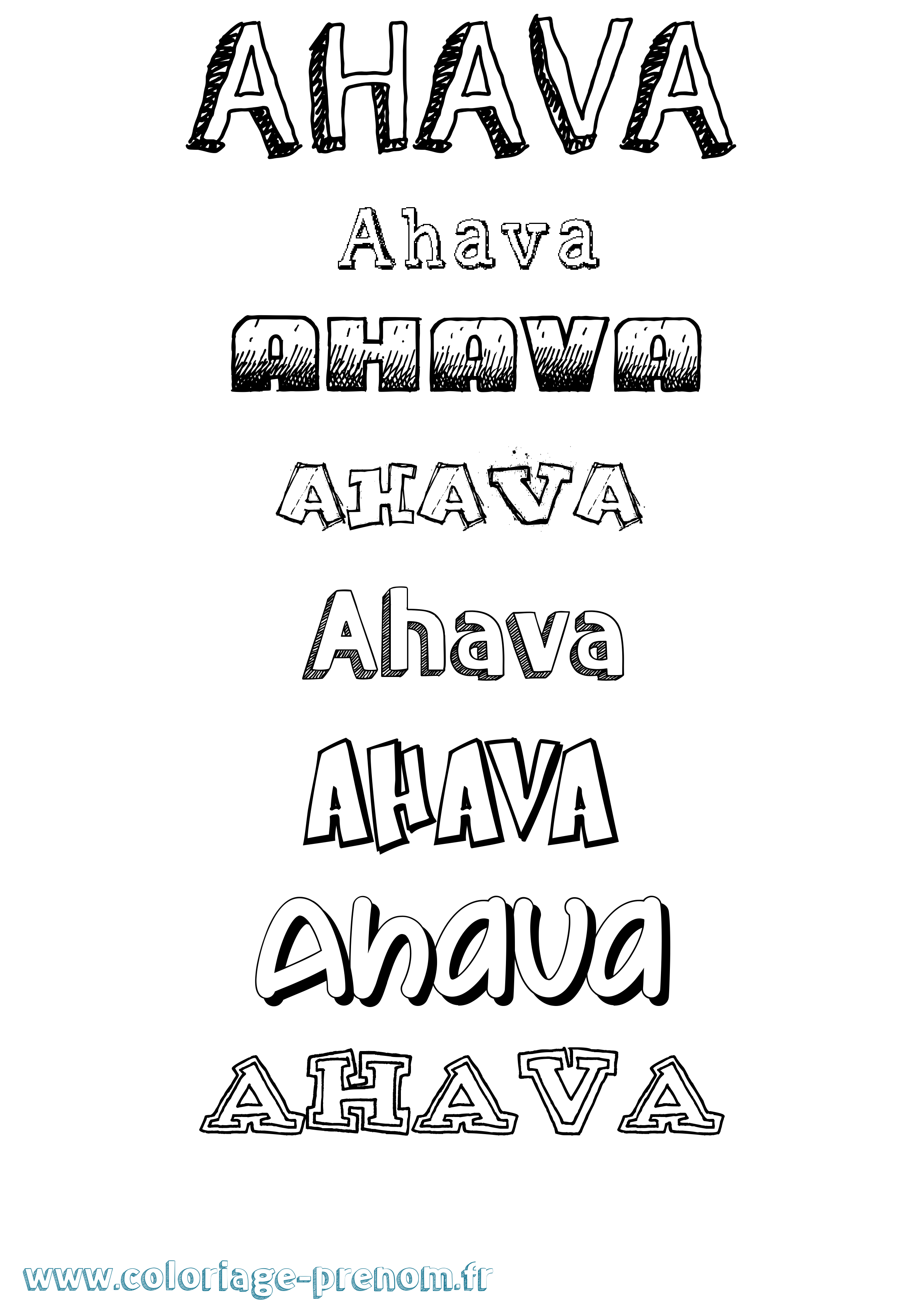 Coloriage Ahava Dessiné Coloriage prénom Ahava Dessiné