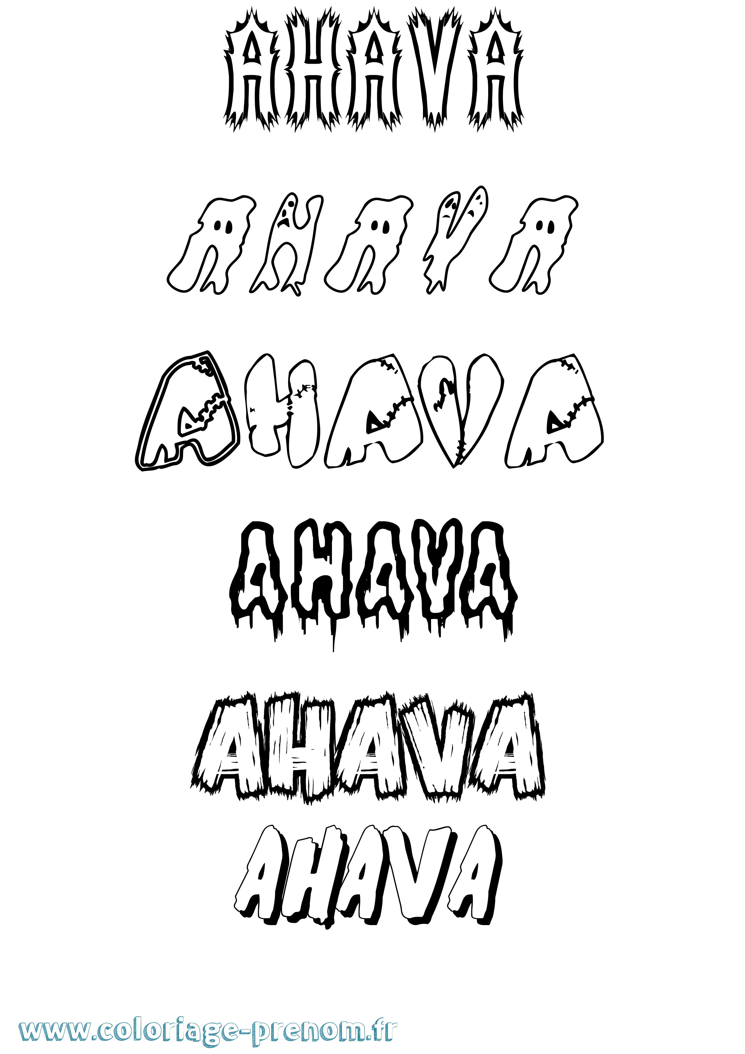 Coloriage Ahava Frisson Coloriage prénom Ahava Frisson