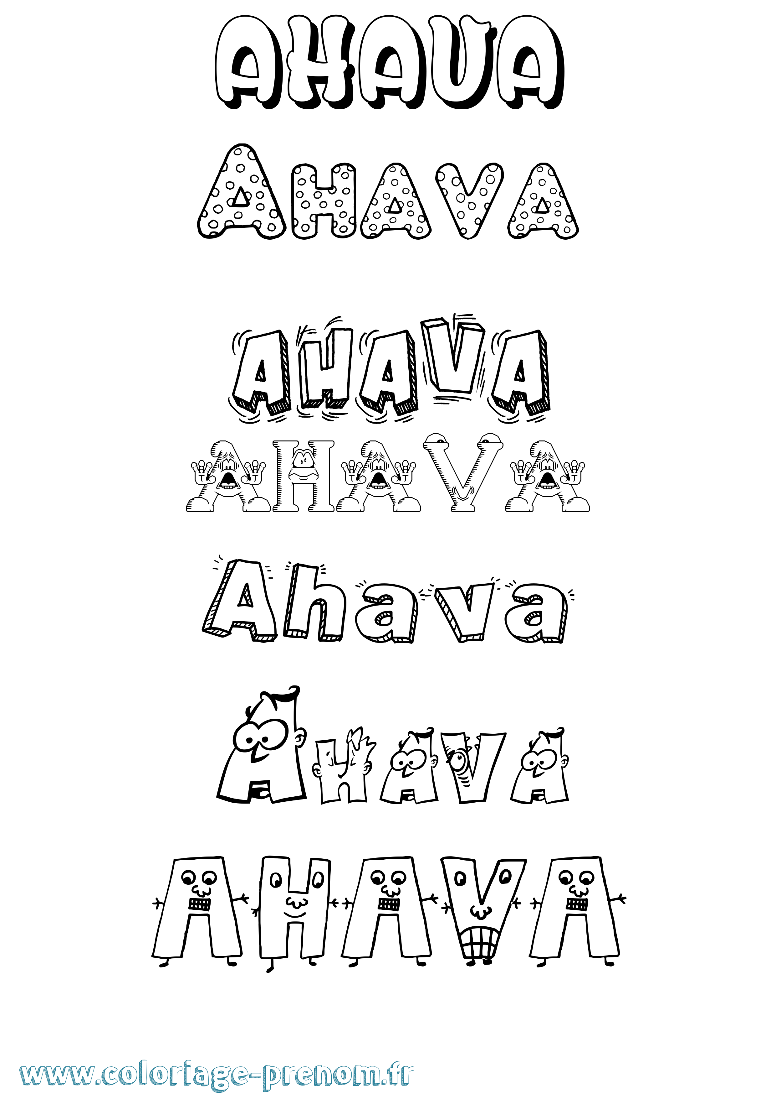 Coloriage Ahava Fun Coloriage prénom Ahava Fun