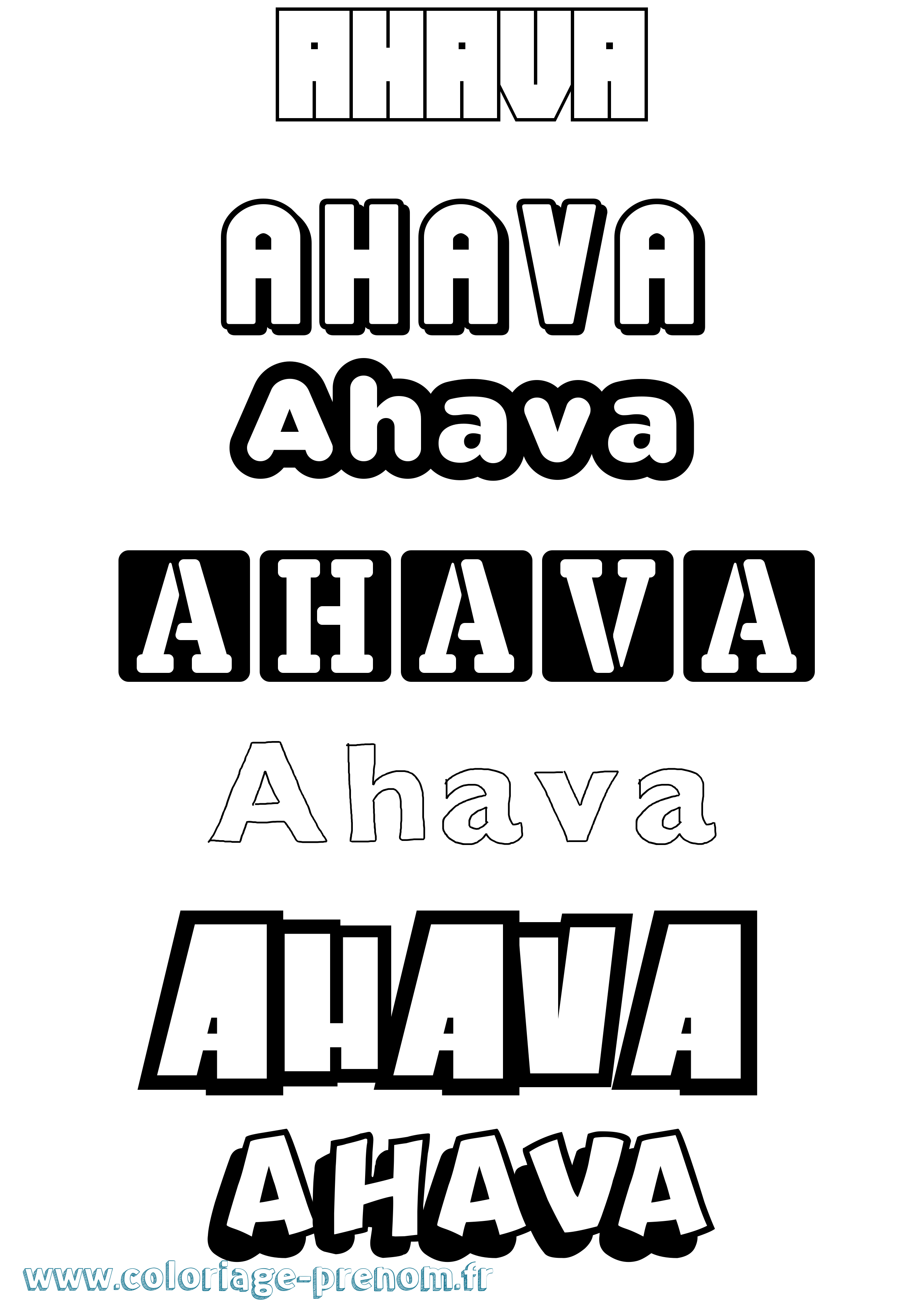 Coloriage Ahava Simple Coloriage prénom Ahava Simple