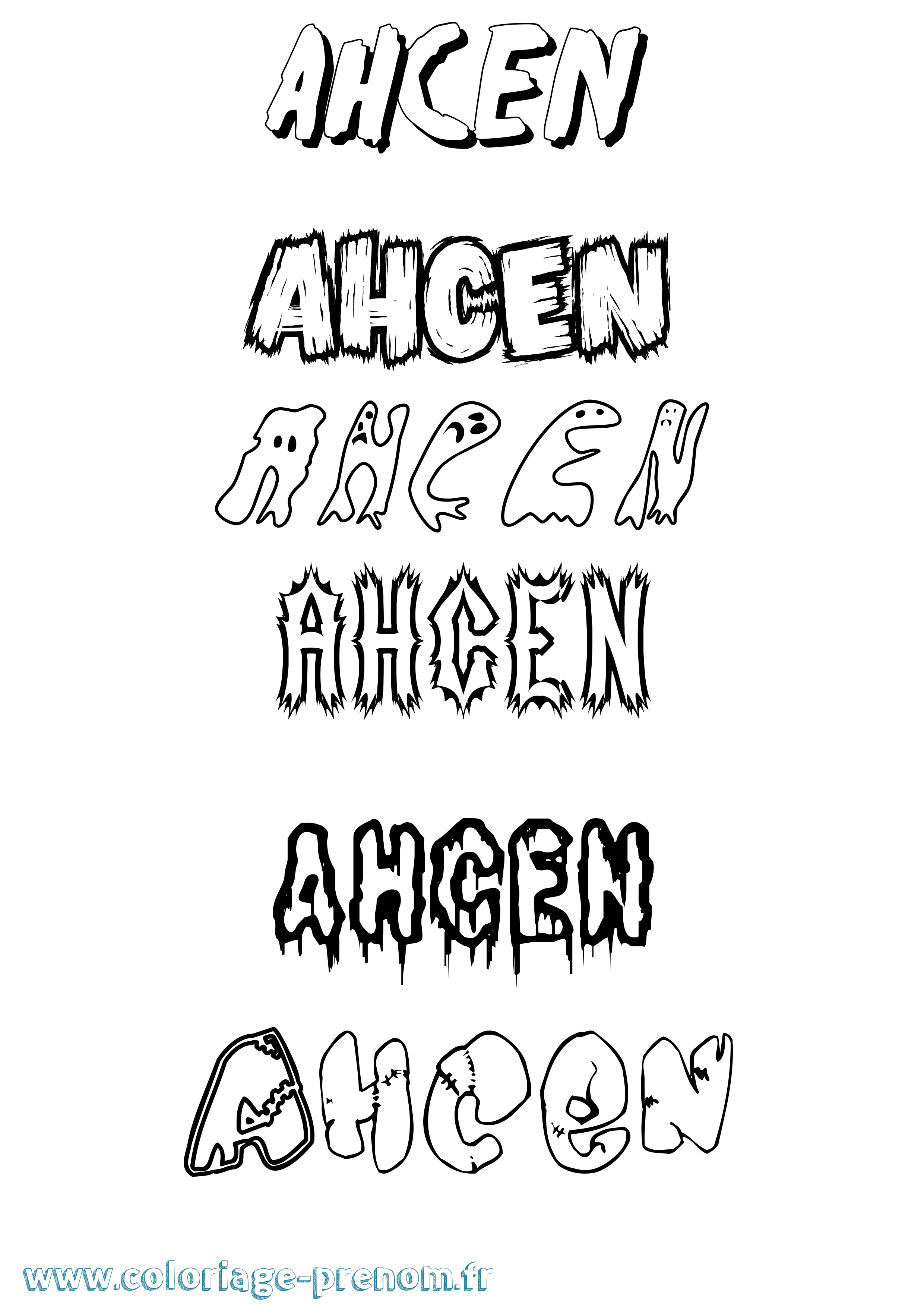 Coloriage prénom Ahcen Frisson