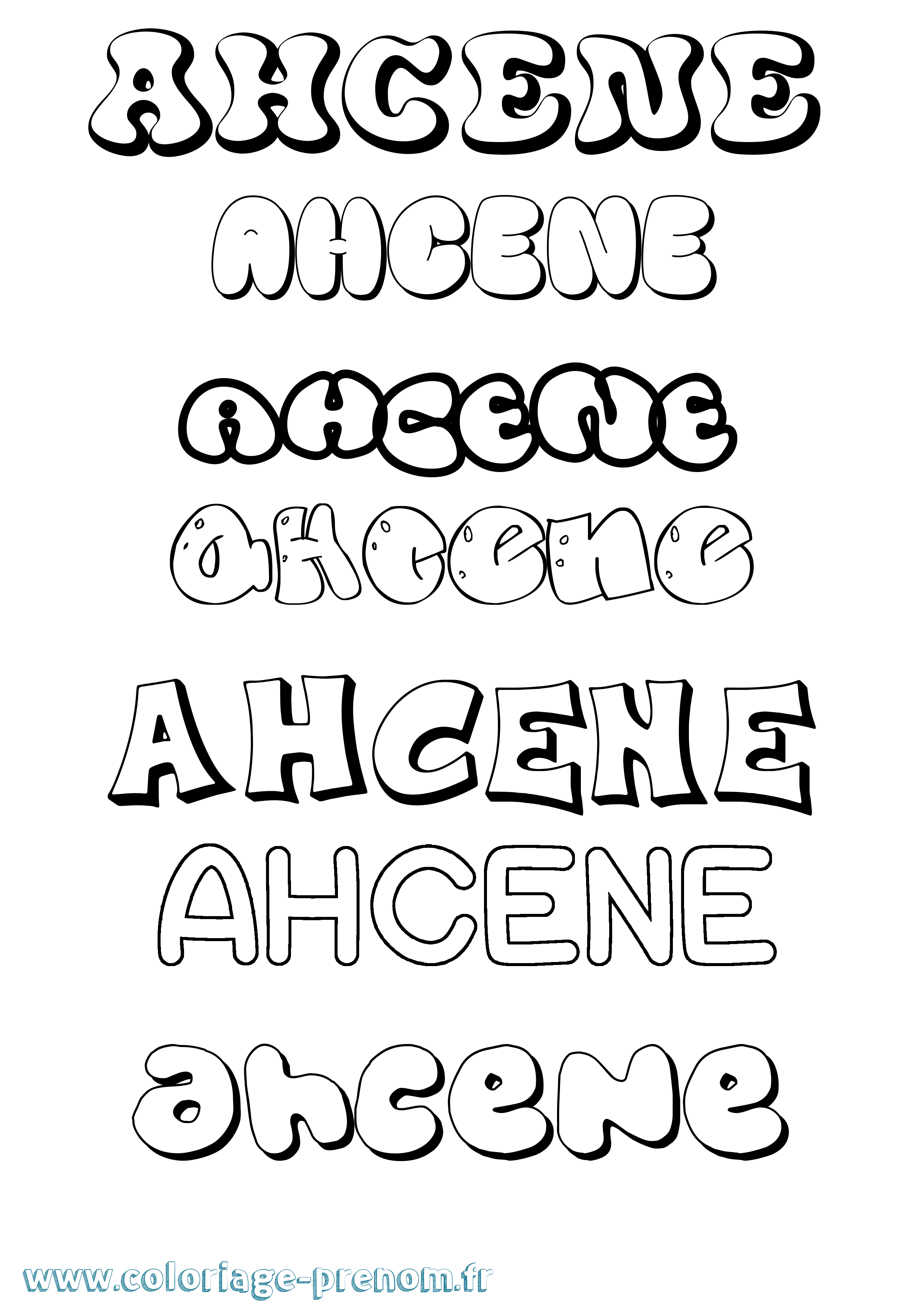 Coloriage Ahcene Bubble Coloriage prénom Ahcene Bubble