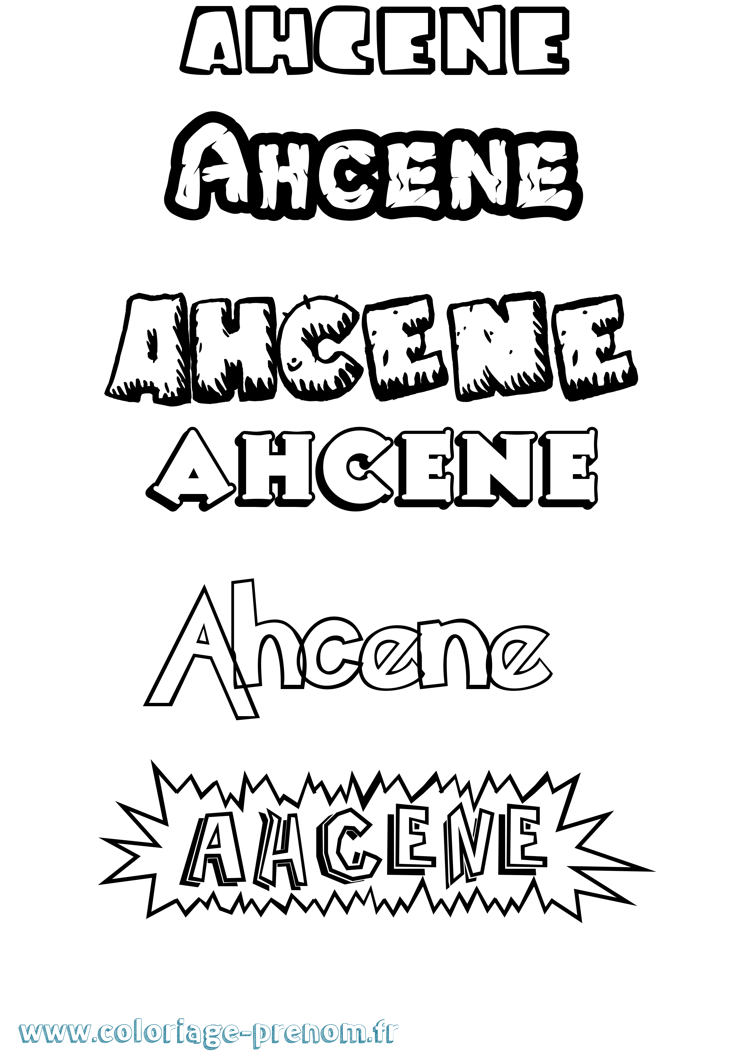 Coloriage Ahcene Dessin Animé Coloriage prénom Ahcene Dessin Animé