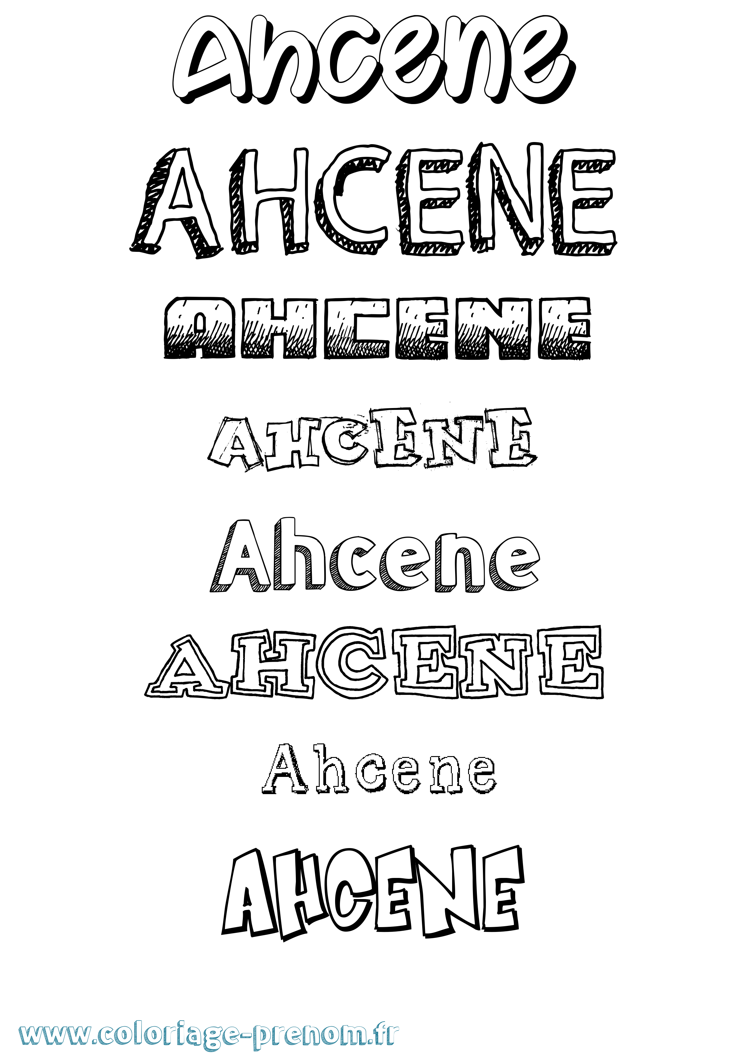 Coloriage Ahcene Dessiné Coloriage prénom Ahcene Dessiné
