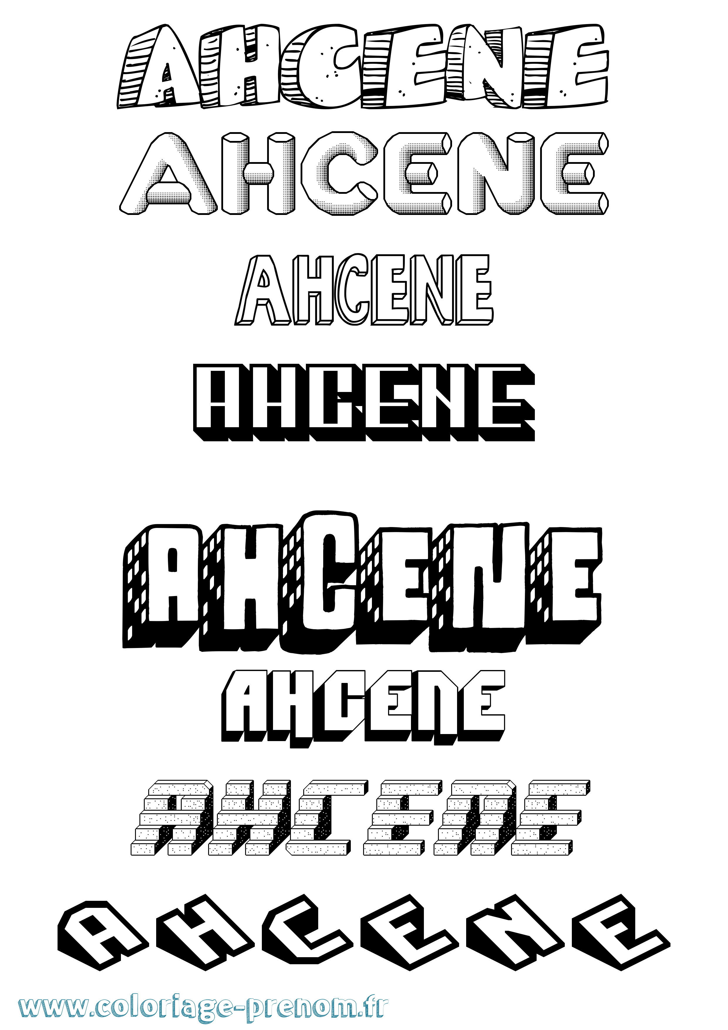 Coloriage Ahcene Effet 3D Coloriage prénom Ahcene Effet 3D