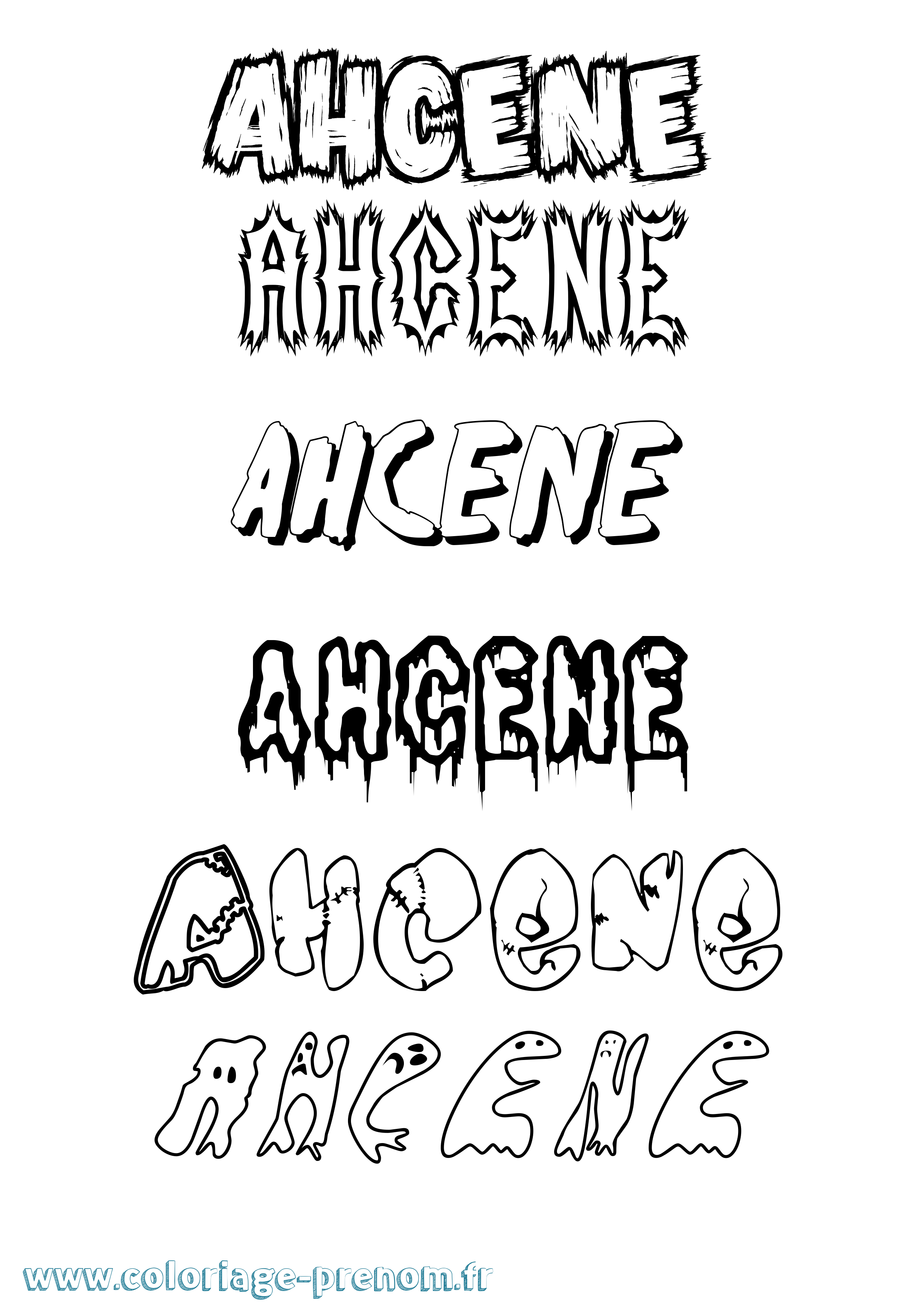 Coloriage Ahcene Frisson Coloriage prénom Ahcene Frisson