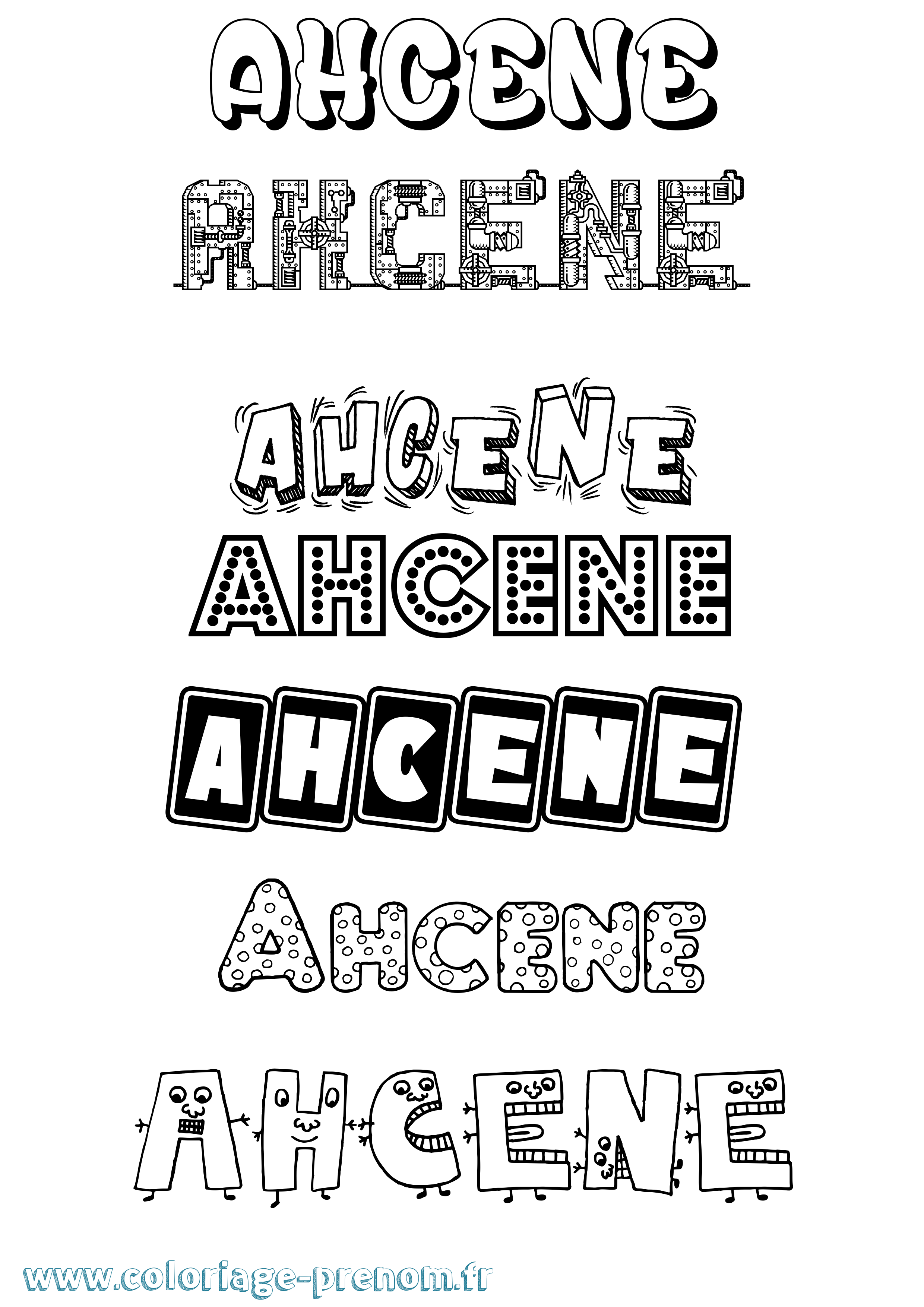 Coloriage Ahcene Fun Coloriage prénom Ahcene Fun