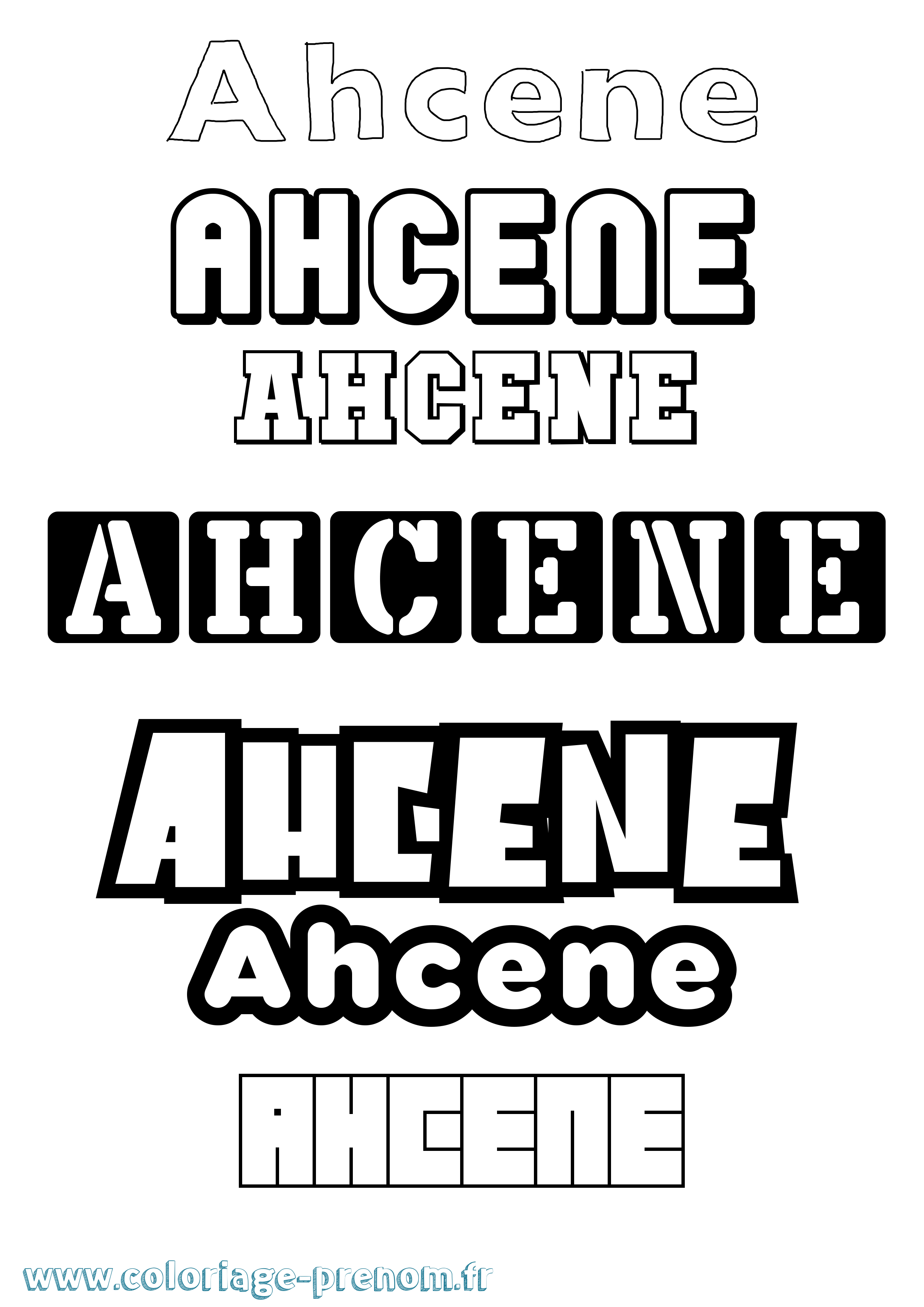 Coloriage Ahcene Simple Coloriage prénom Ahcene Simple