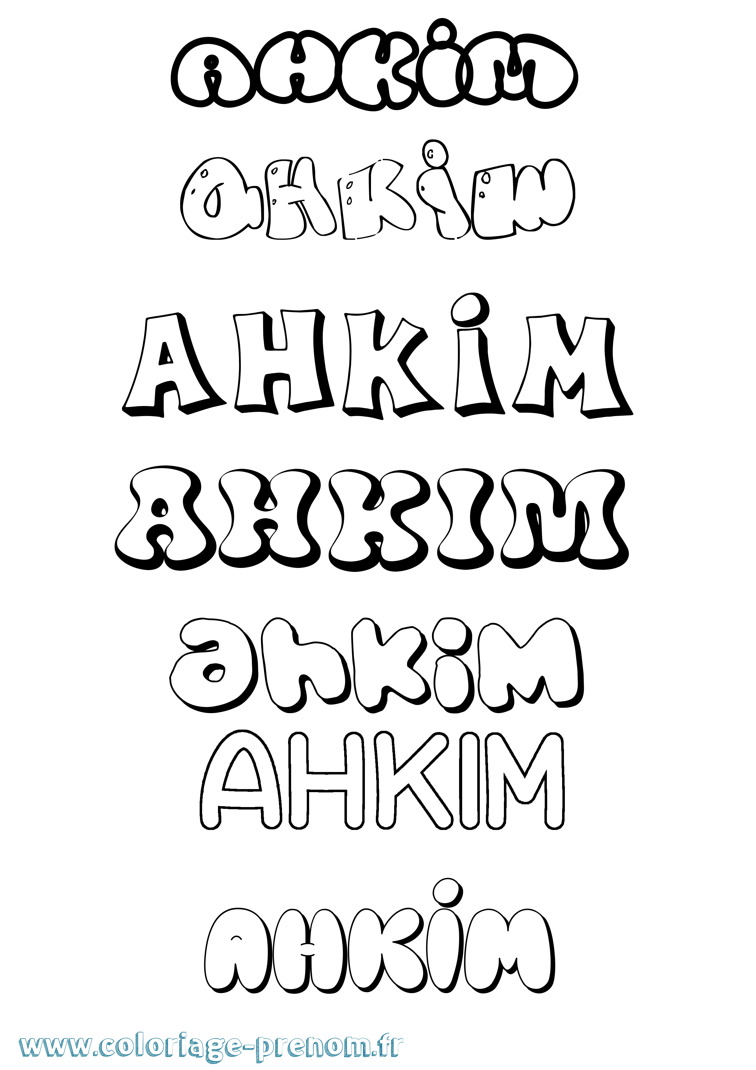 Coloriage prénom Ahkim Bubble