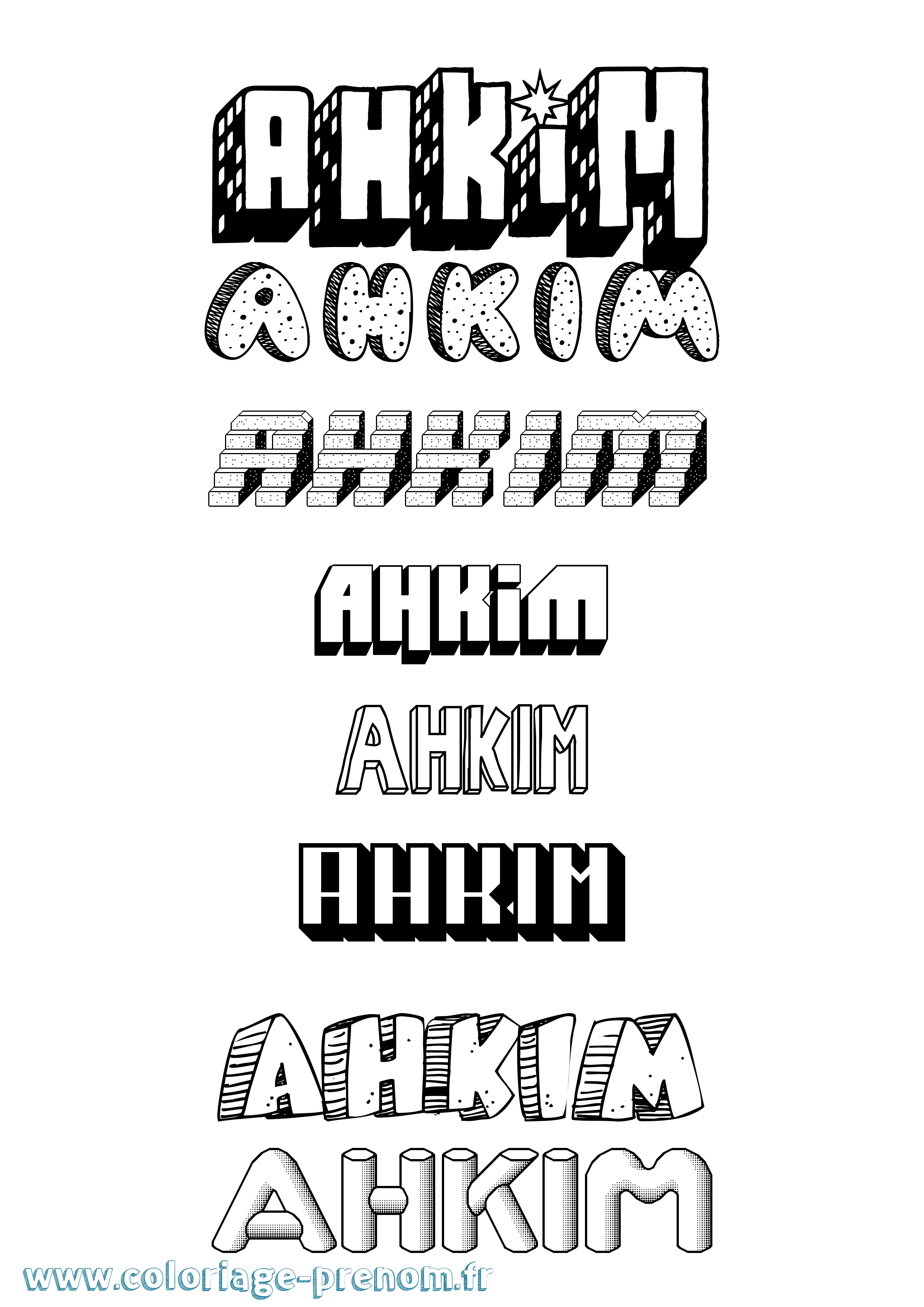 Coloriage Ahkim Effet 3D Coloriage prénom Ahkim Effet 3D