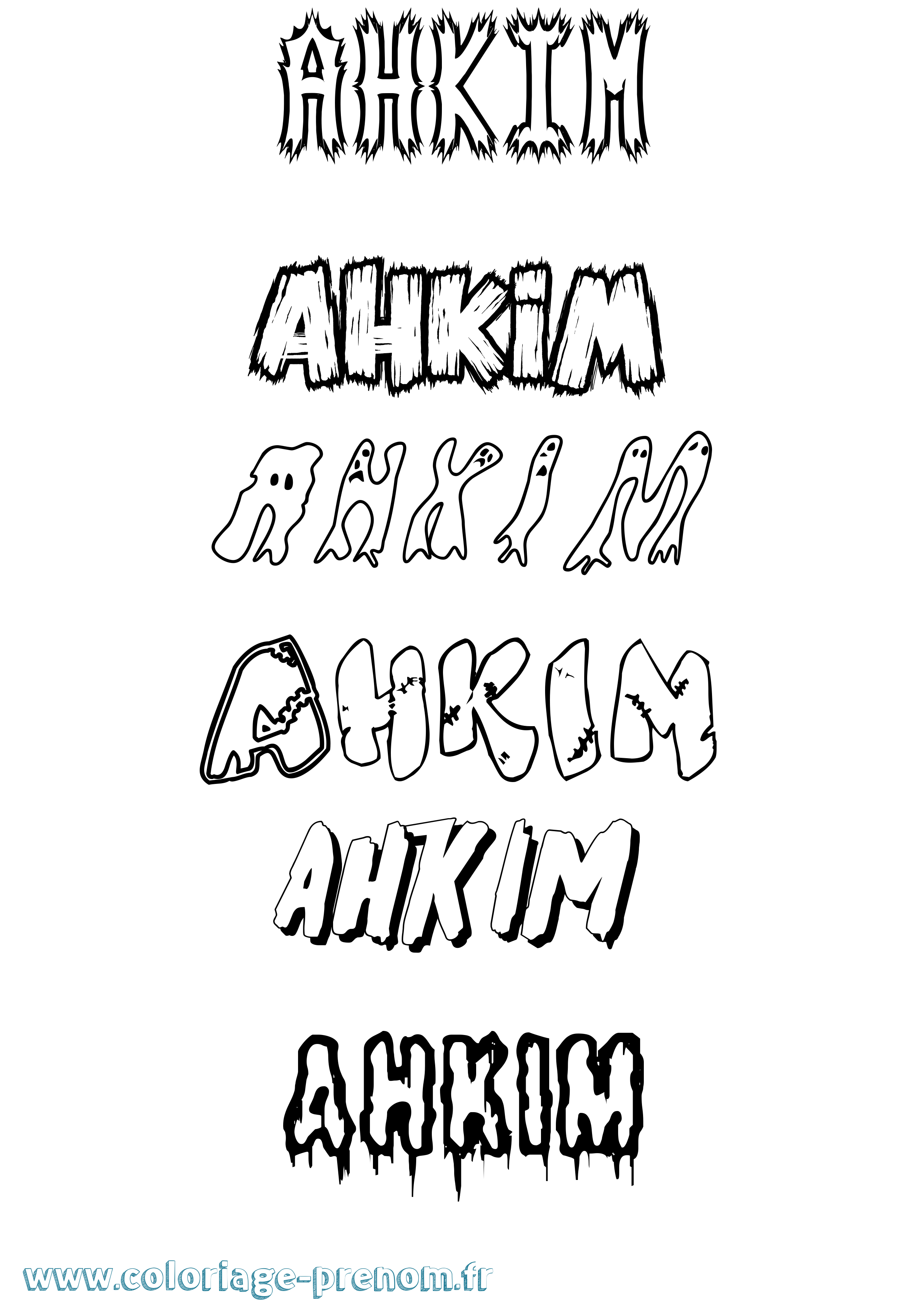 Coloriage Ahkim Frisson Coloriage prénom Ahkim Frisson