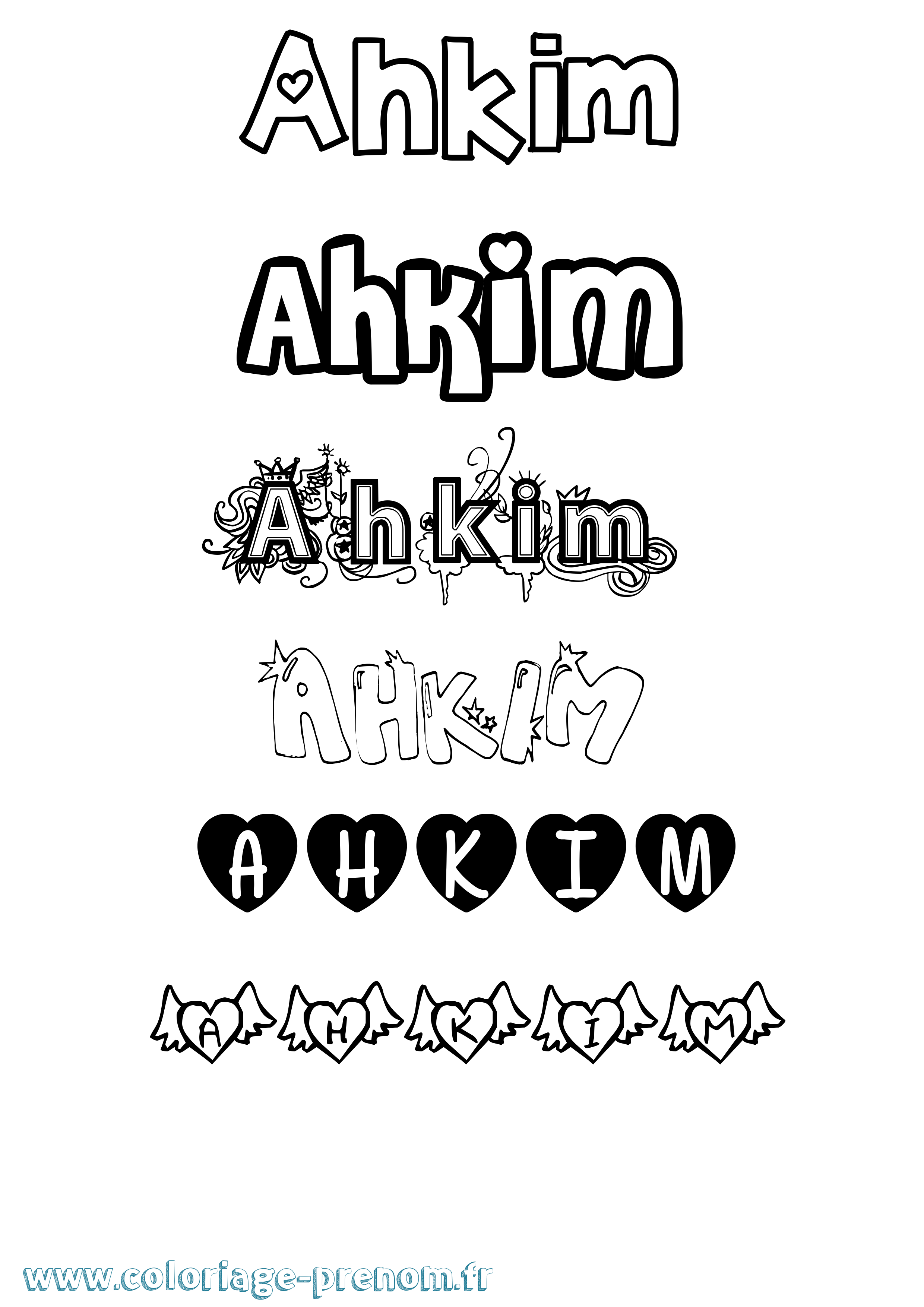 Coloriage prénom Ahkim Girly