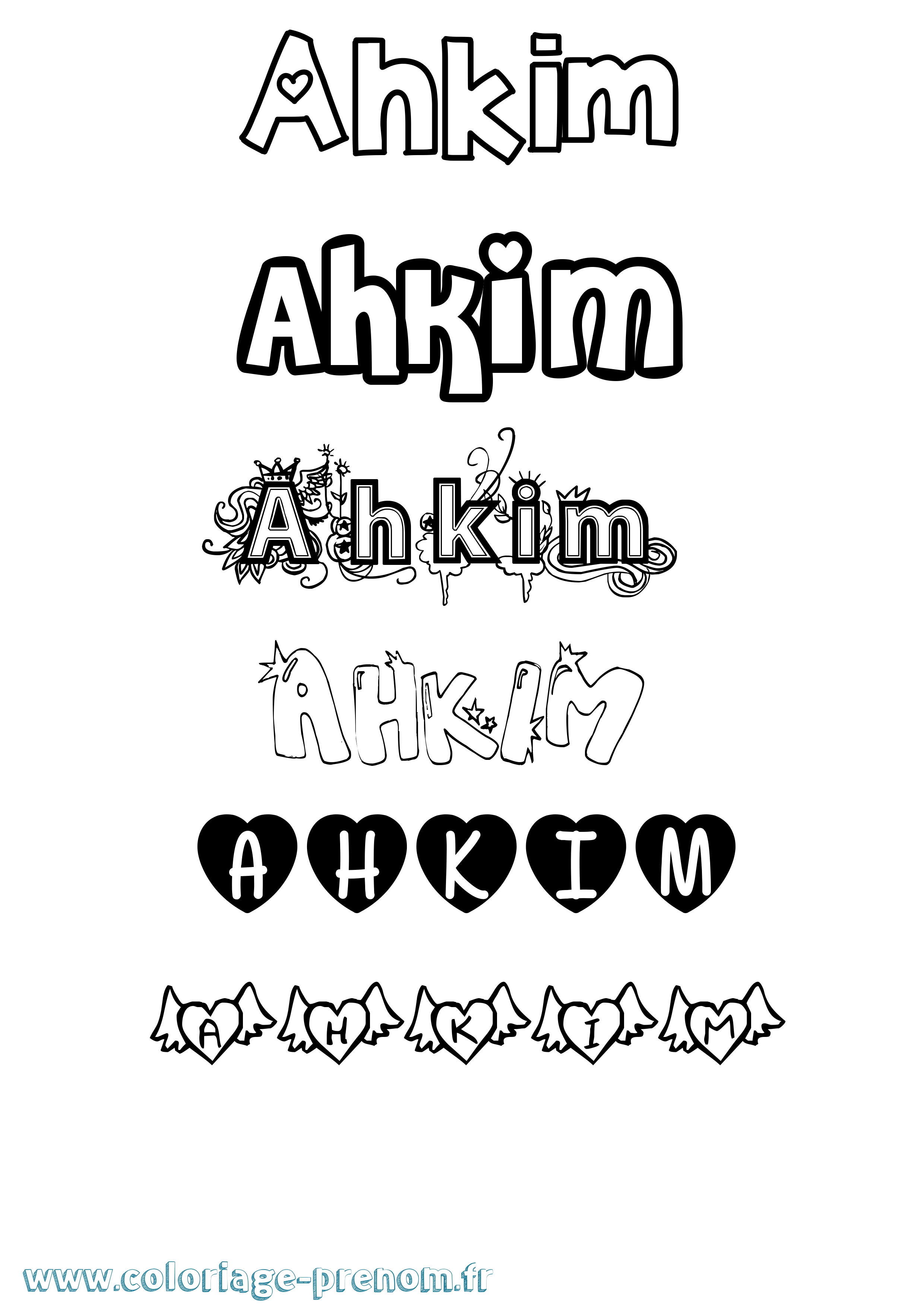 Coloriage Ahkim Girly Coloriage prénom Ahkim Girly