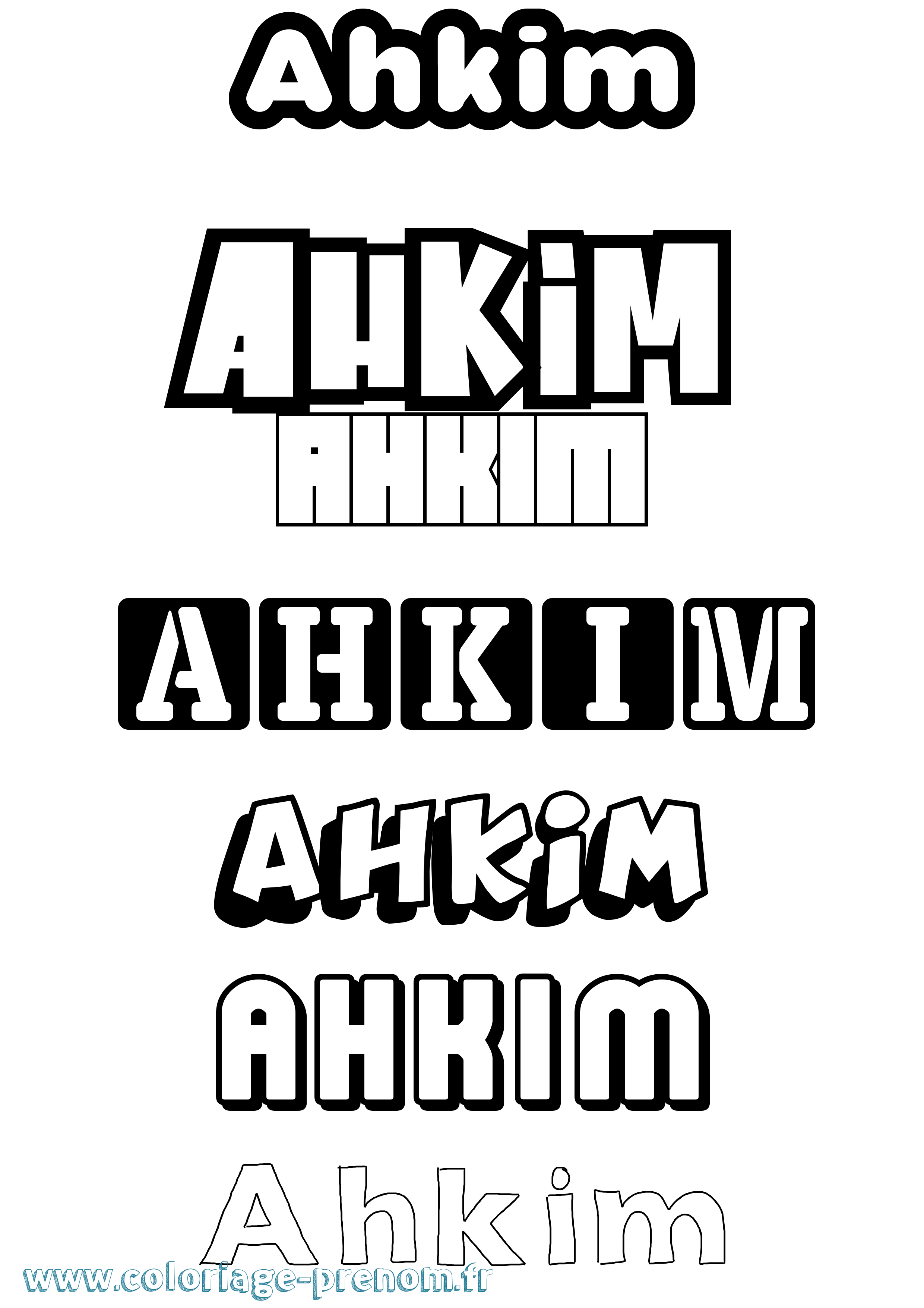 Coloriage prénom Ahkim Simple