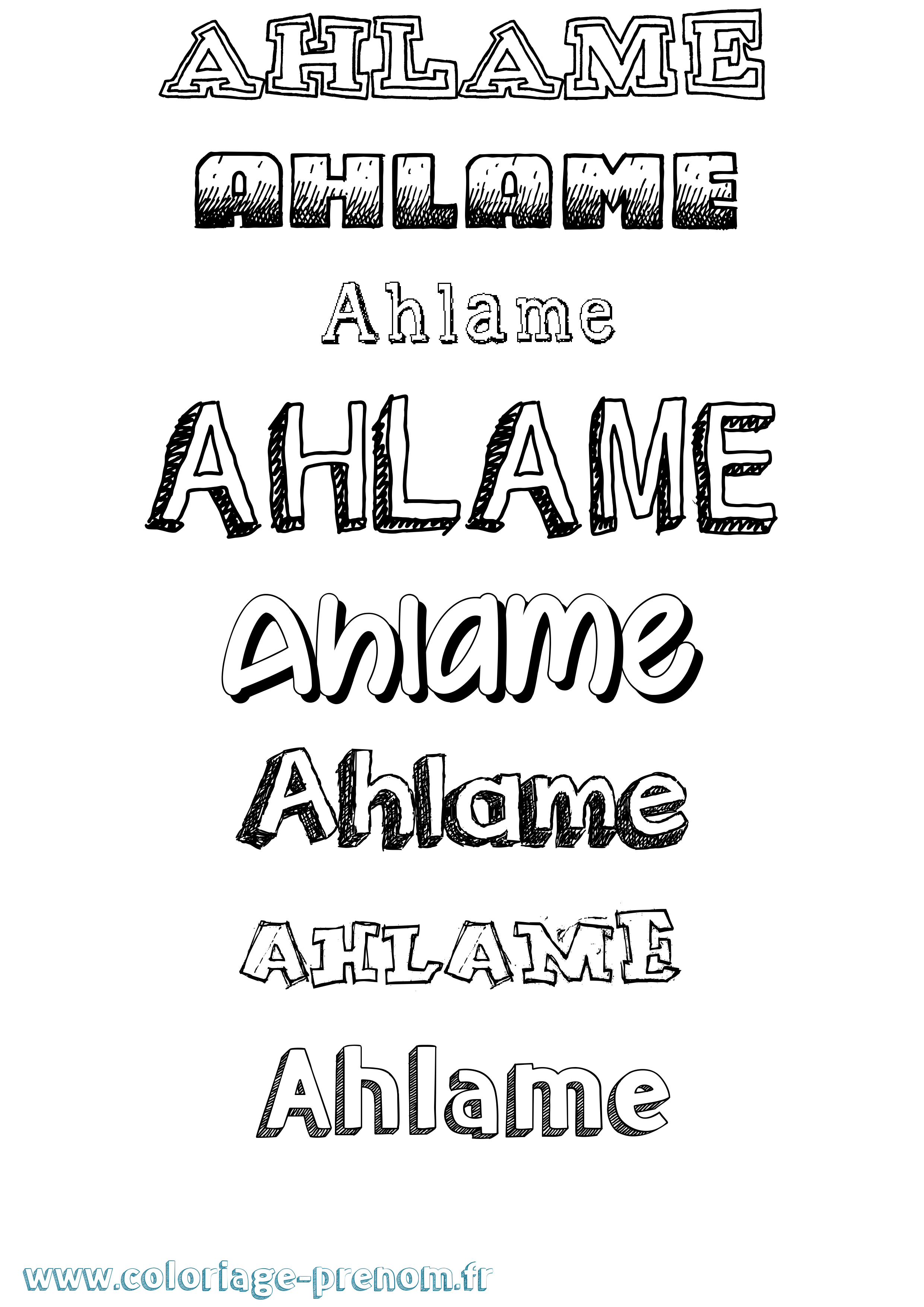 Coloriage prénom Ahlame Dessiné