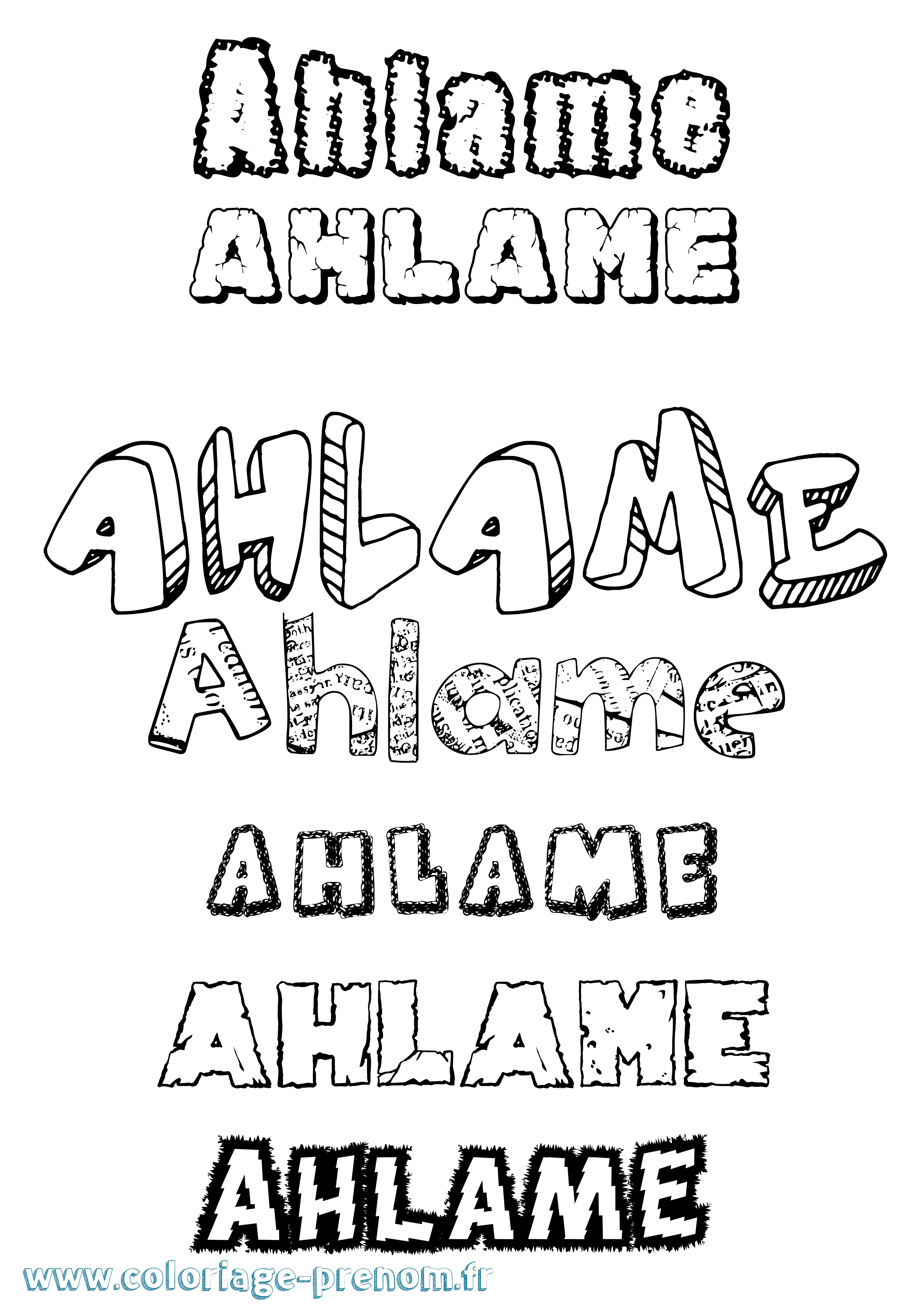 Coloriage prénom Ahlame Destructuré