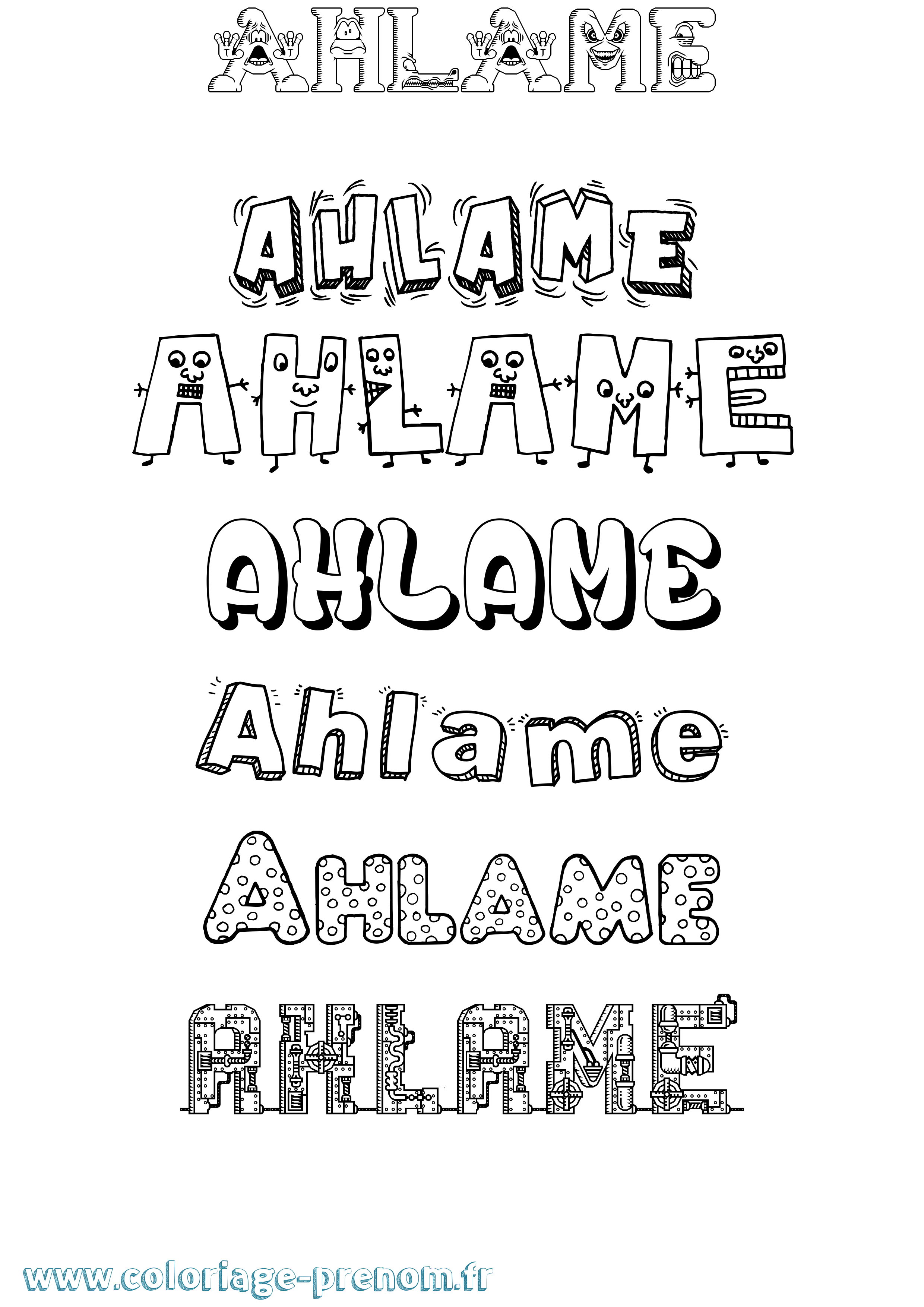 Coloriage prénom Ahlame Fun