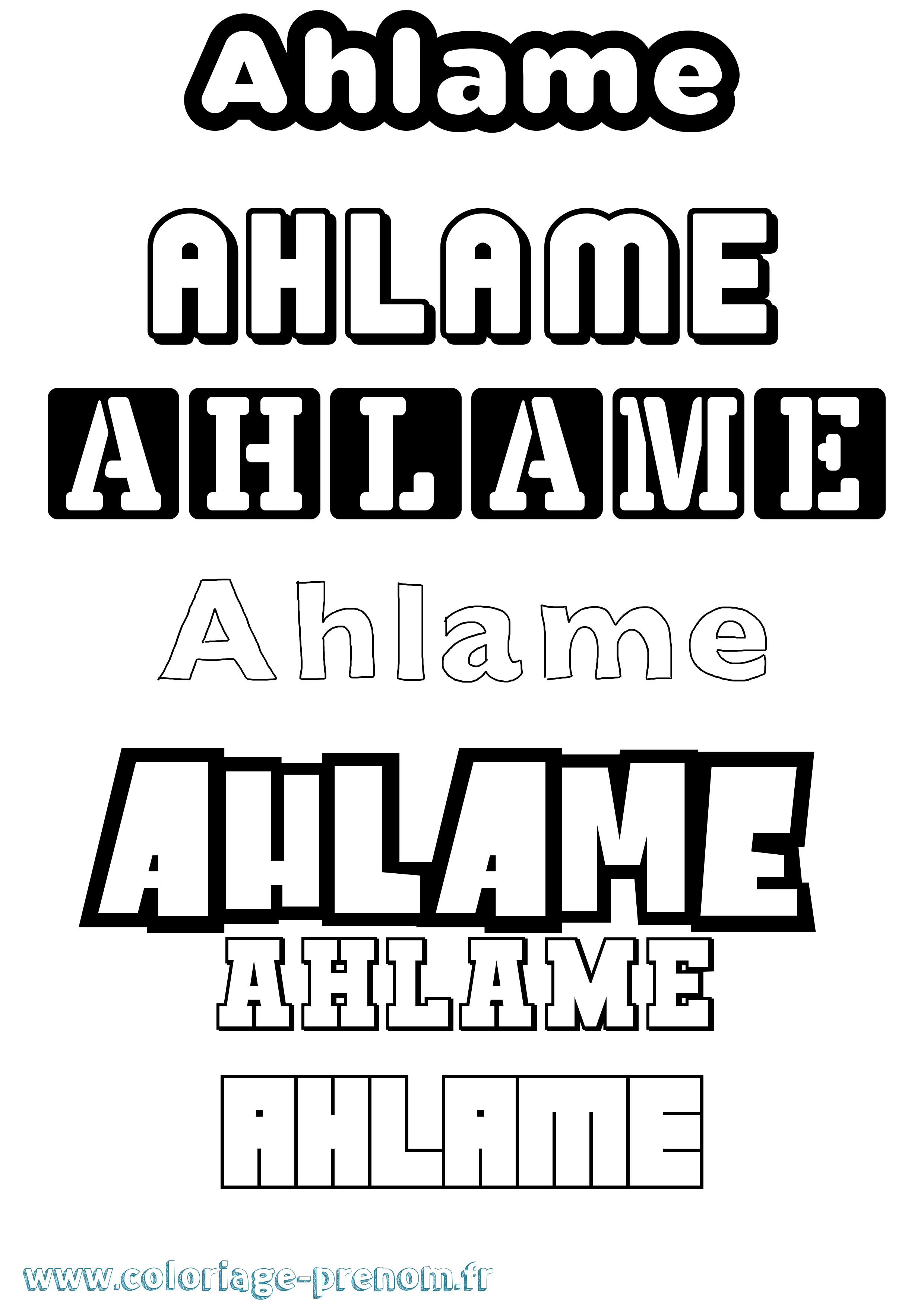 Coloriage prénom Ahlame Simple