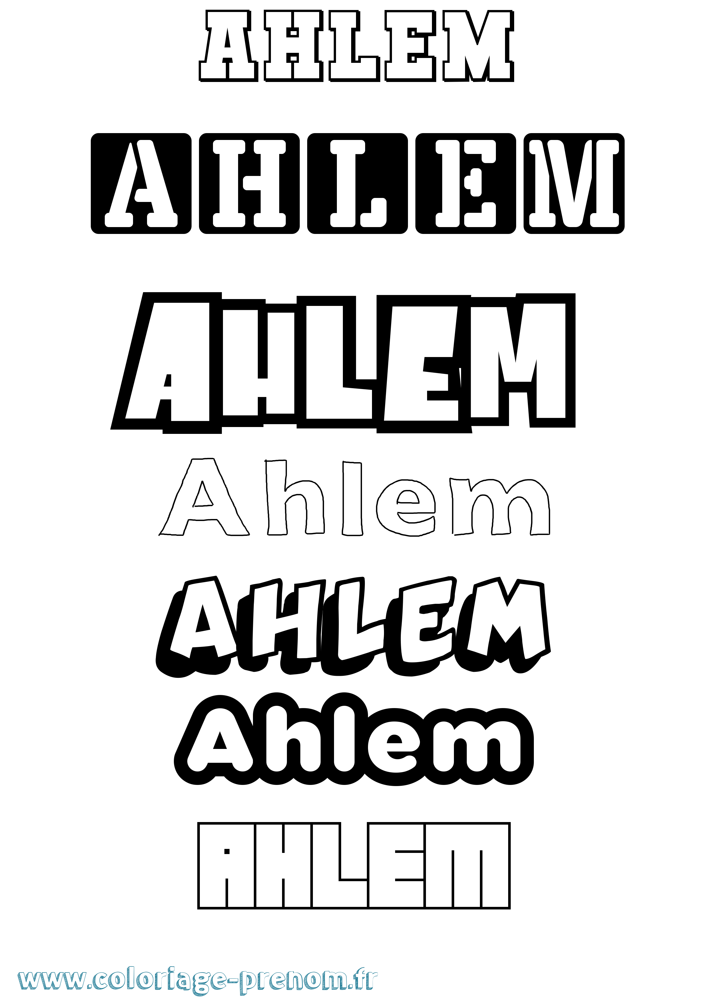 Coloriage prénom Ahlem Simple