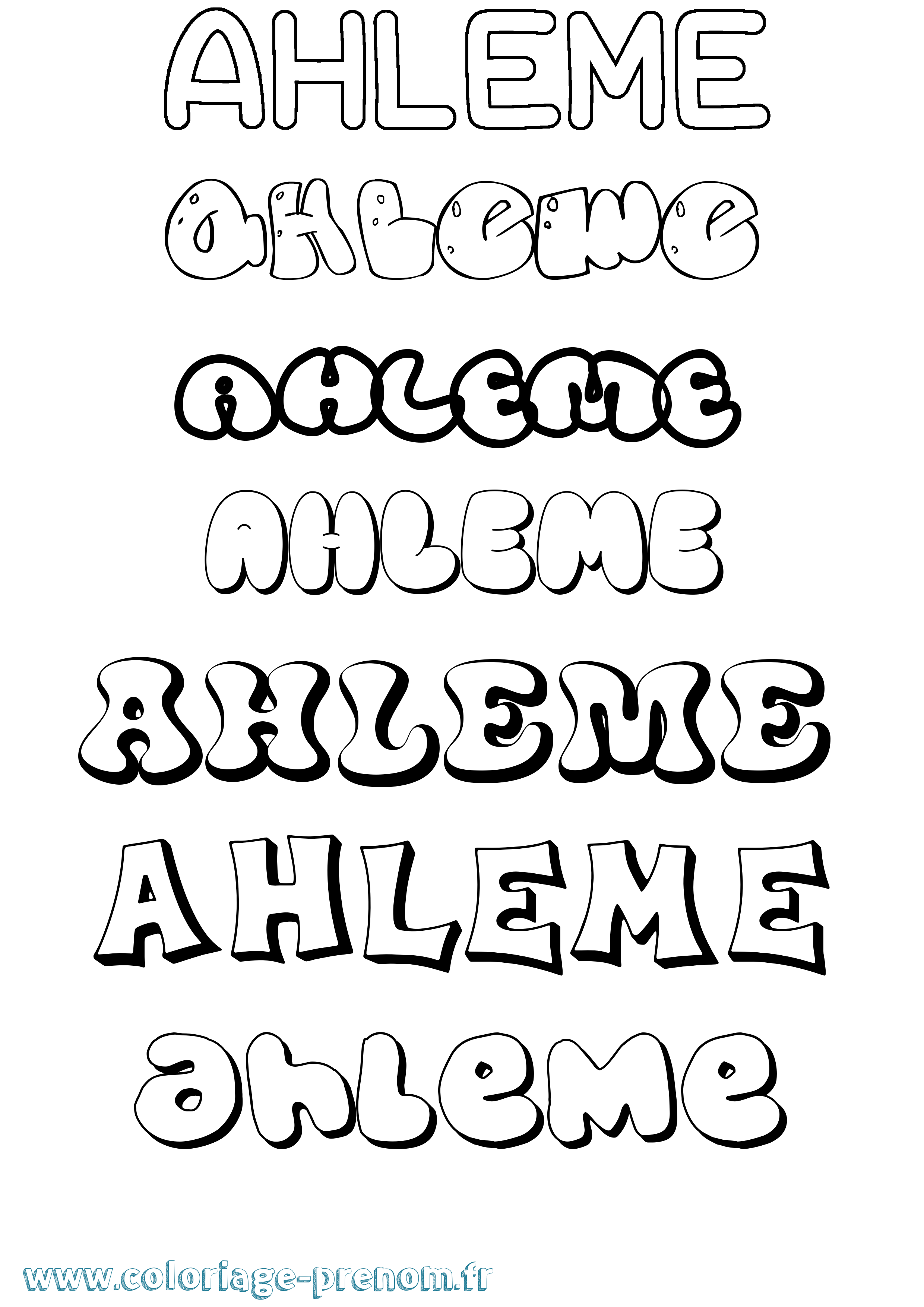 Coloriage Ahleme Bubble Coloriage prénom Ahleme Bubble