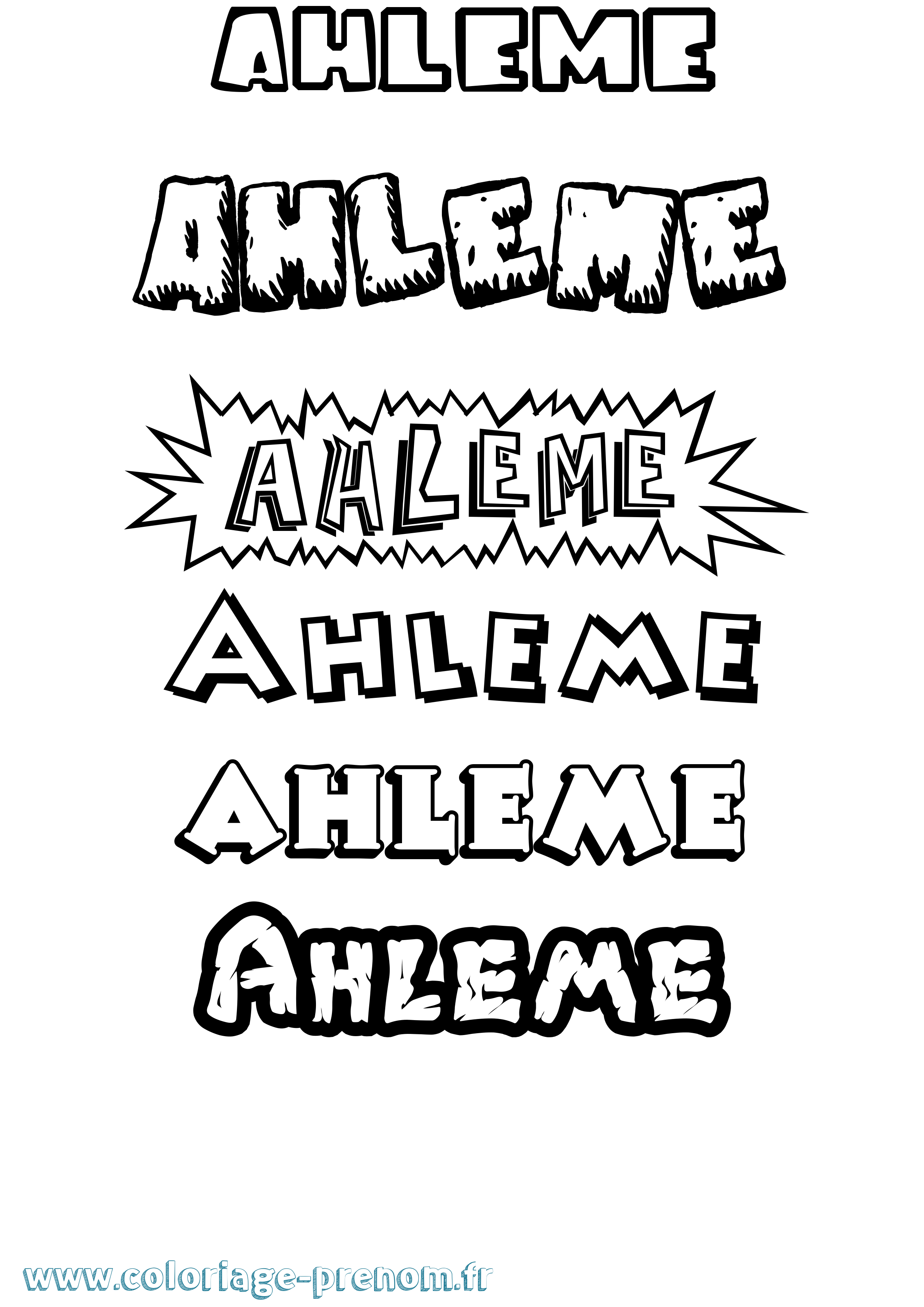 Coloriage Ahleme Dessin Animé Coloriage prénom Ahleme Dessin Animé