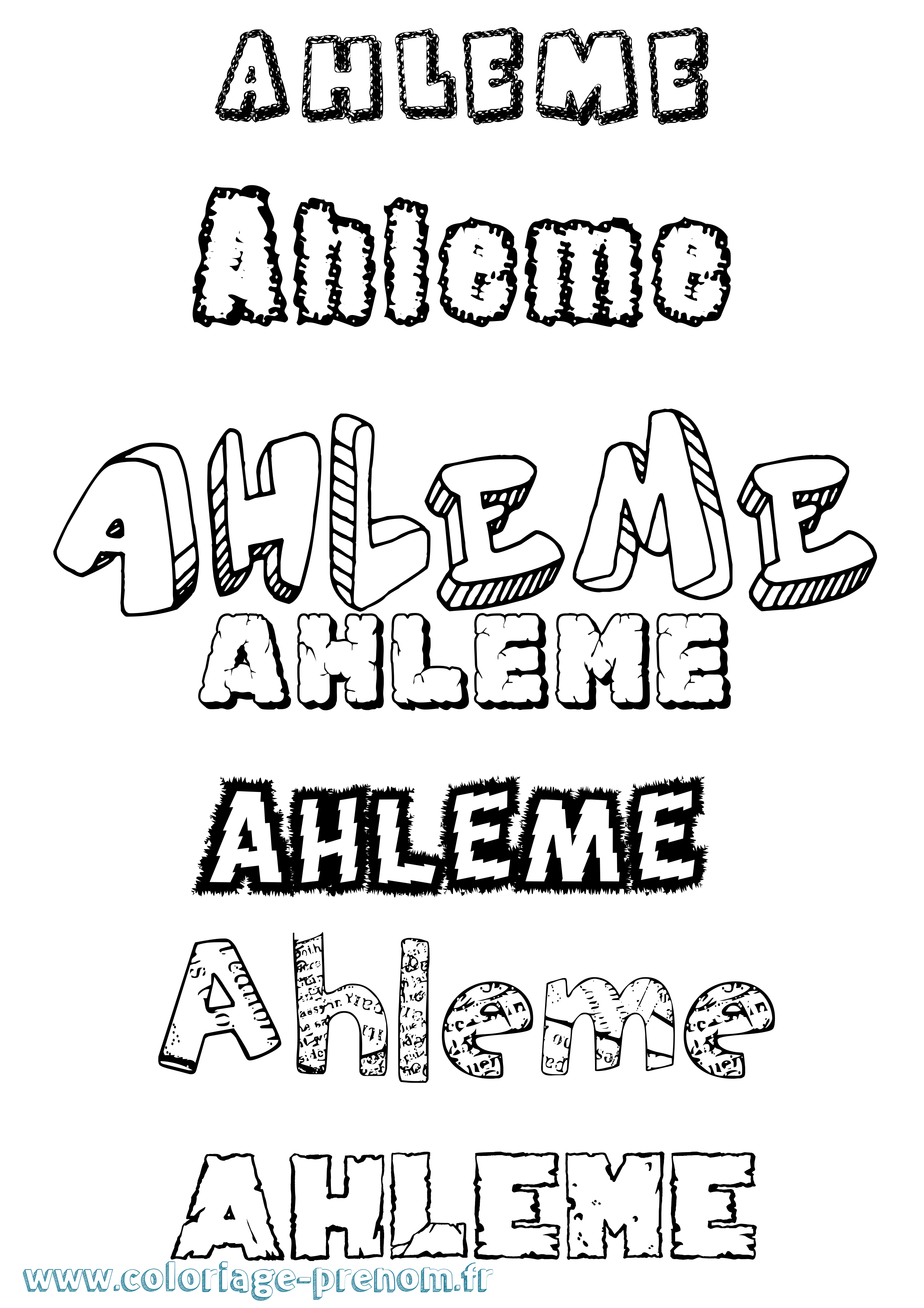 Coloriage Ahleme Destructuré Coloriage prénom Ahleme Destructuré
