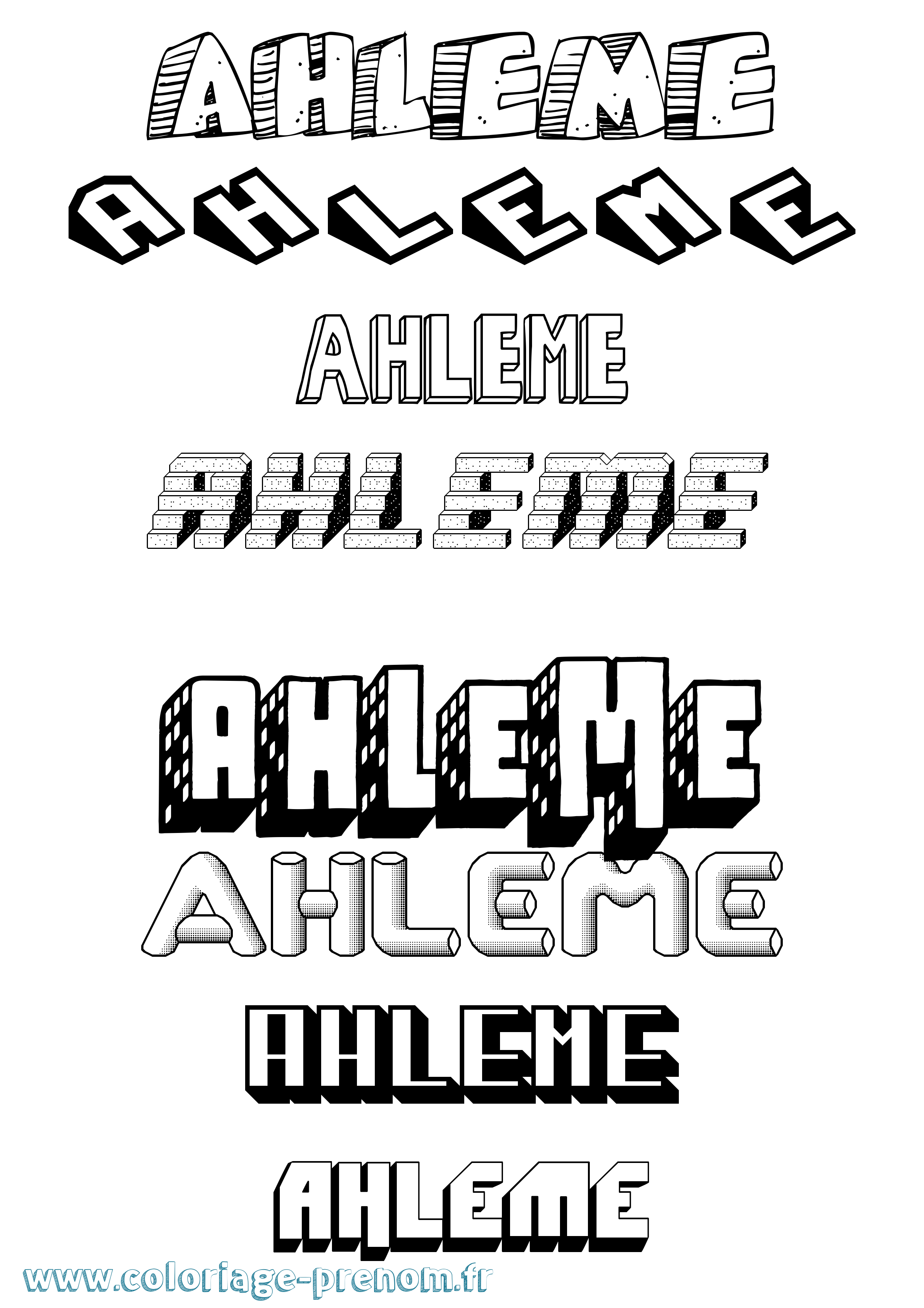 Coloriage Ahleme Effet 3D Coloriage prénom Ahleme Effet 3D