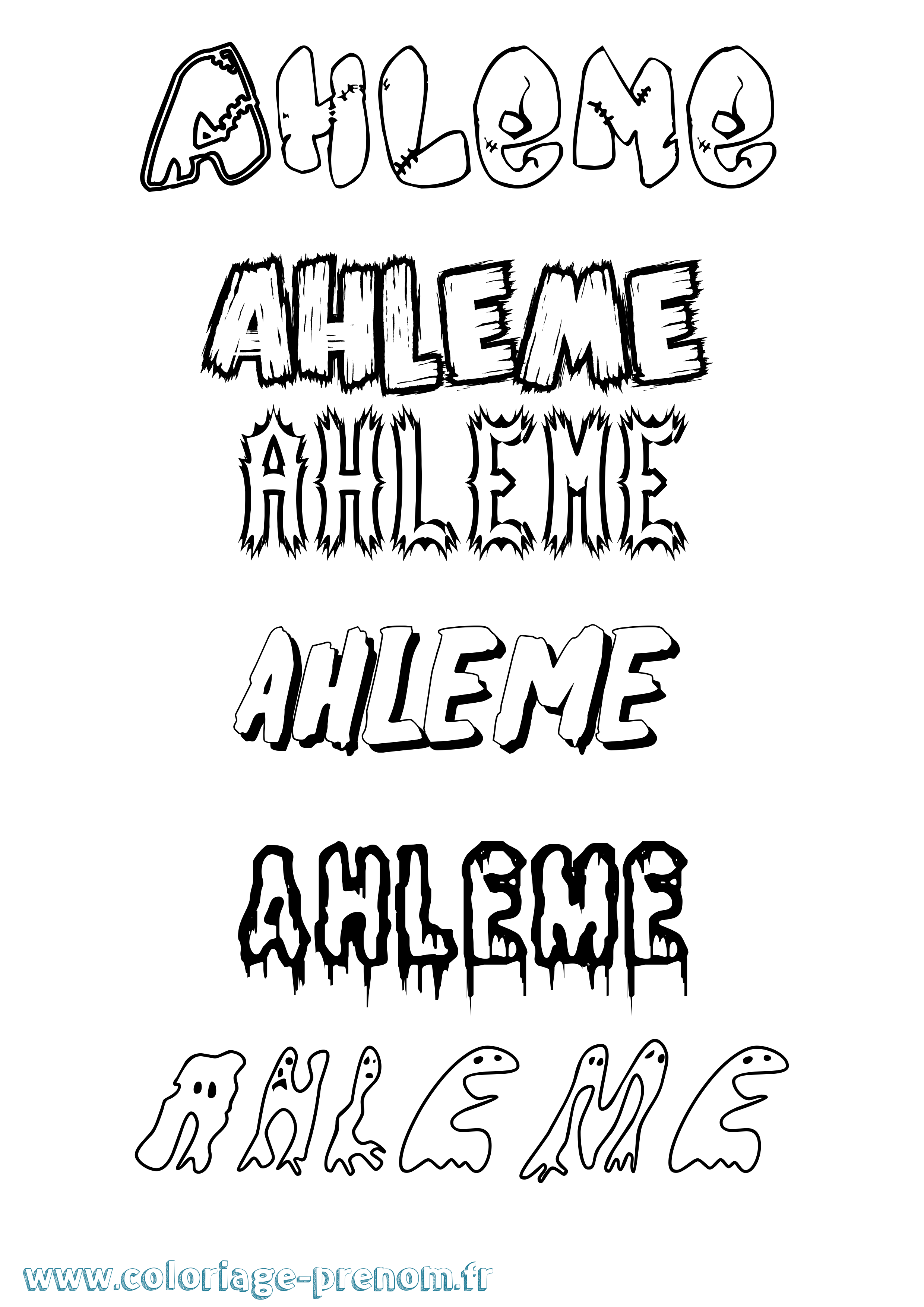 Coloriage Ahleme Frisson Coloriage prénom Ahleme Frisson
