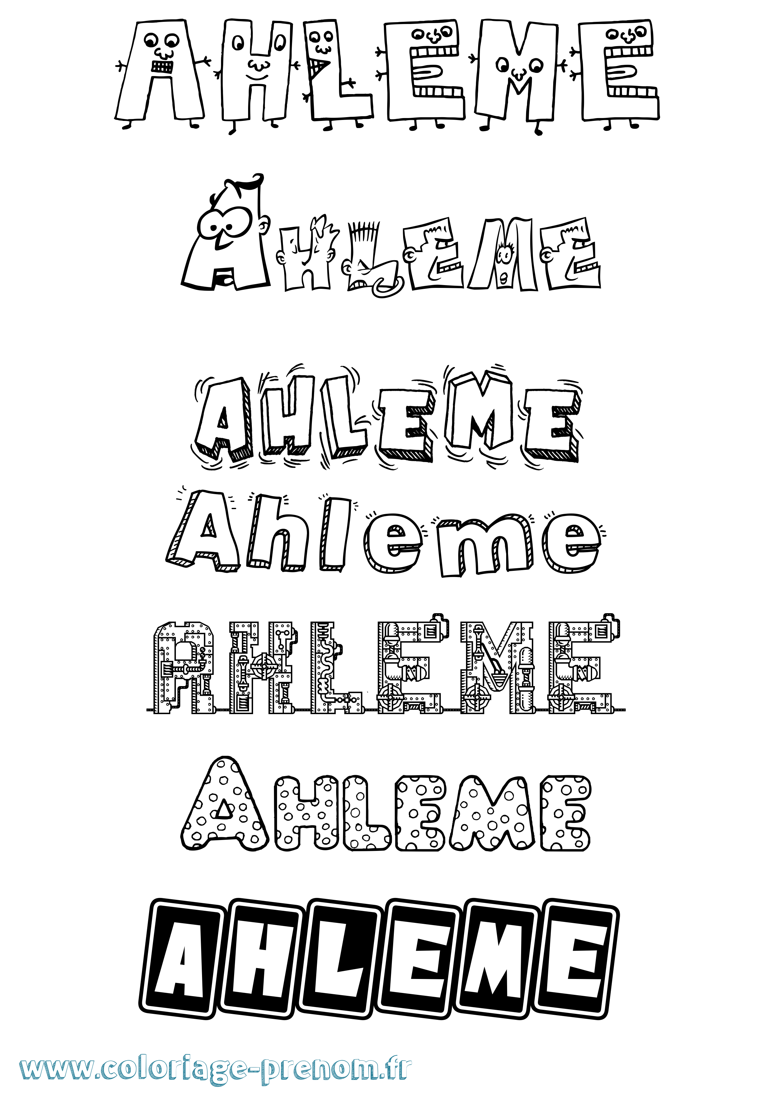 Coloriage Ahleme Fun Coloriage prénom Ahleme Fun