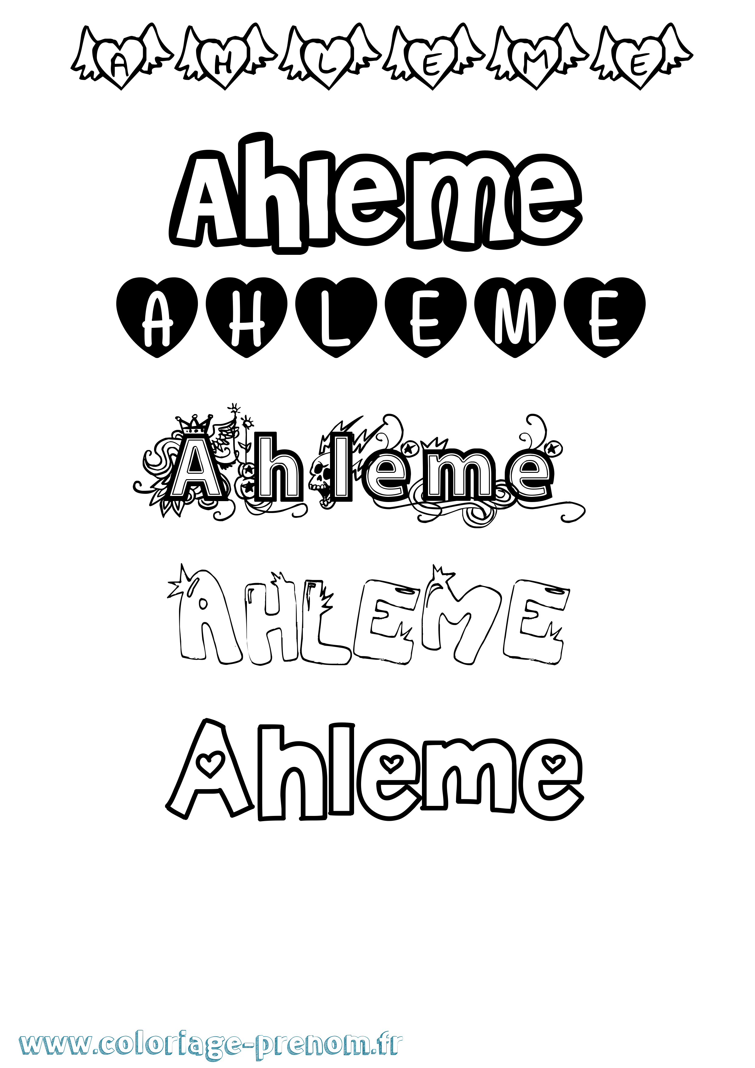 Coloriage Ahleme Girly Coloriage prénom Ahleme Girly