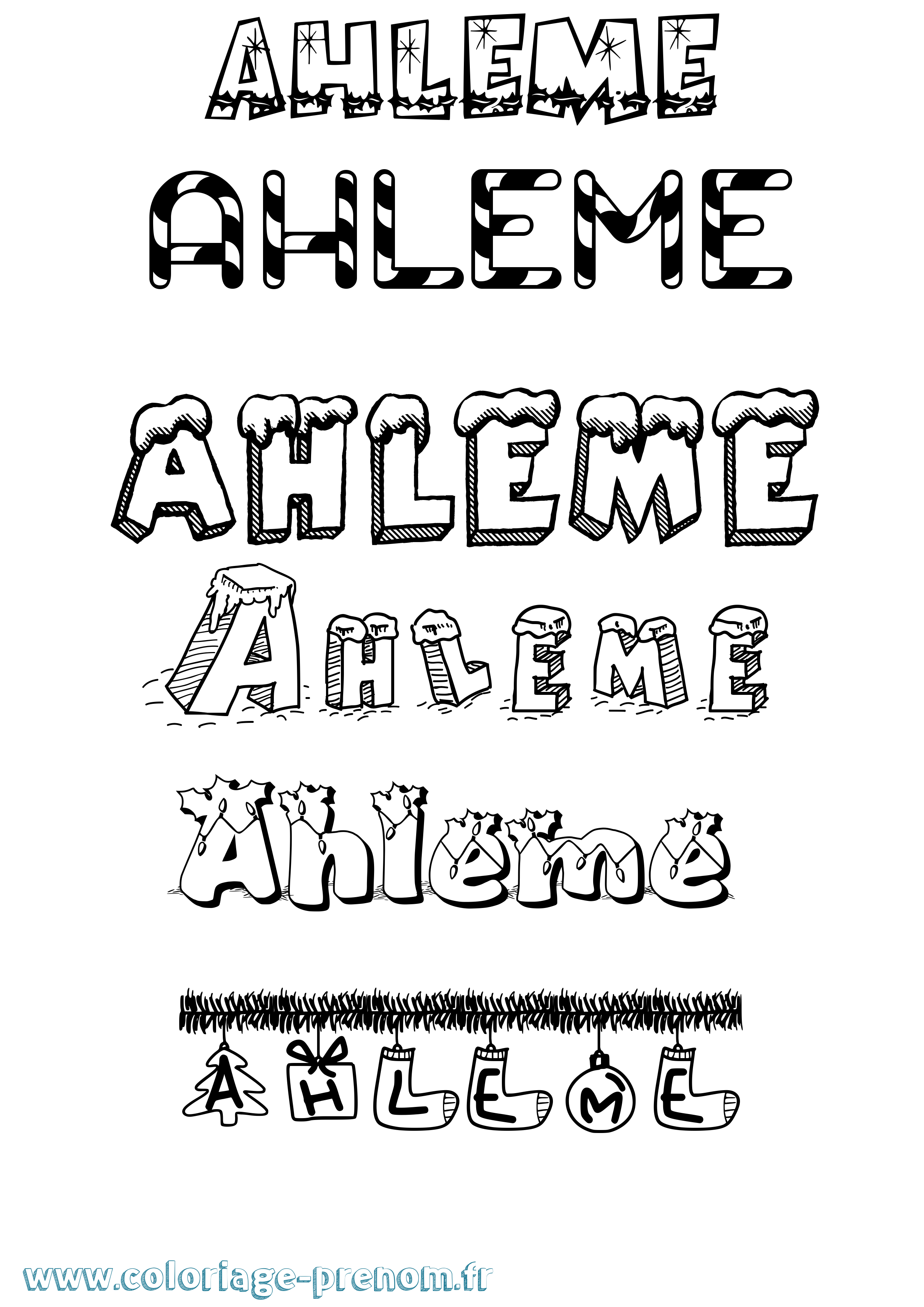 Coloriage Ahleme Noël Coloriage prénom Ahleme Noël