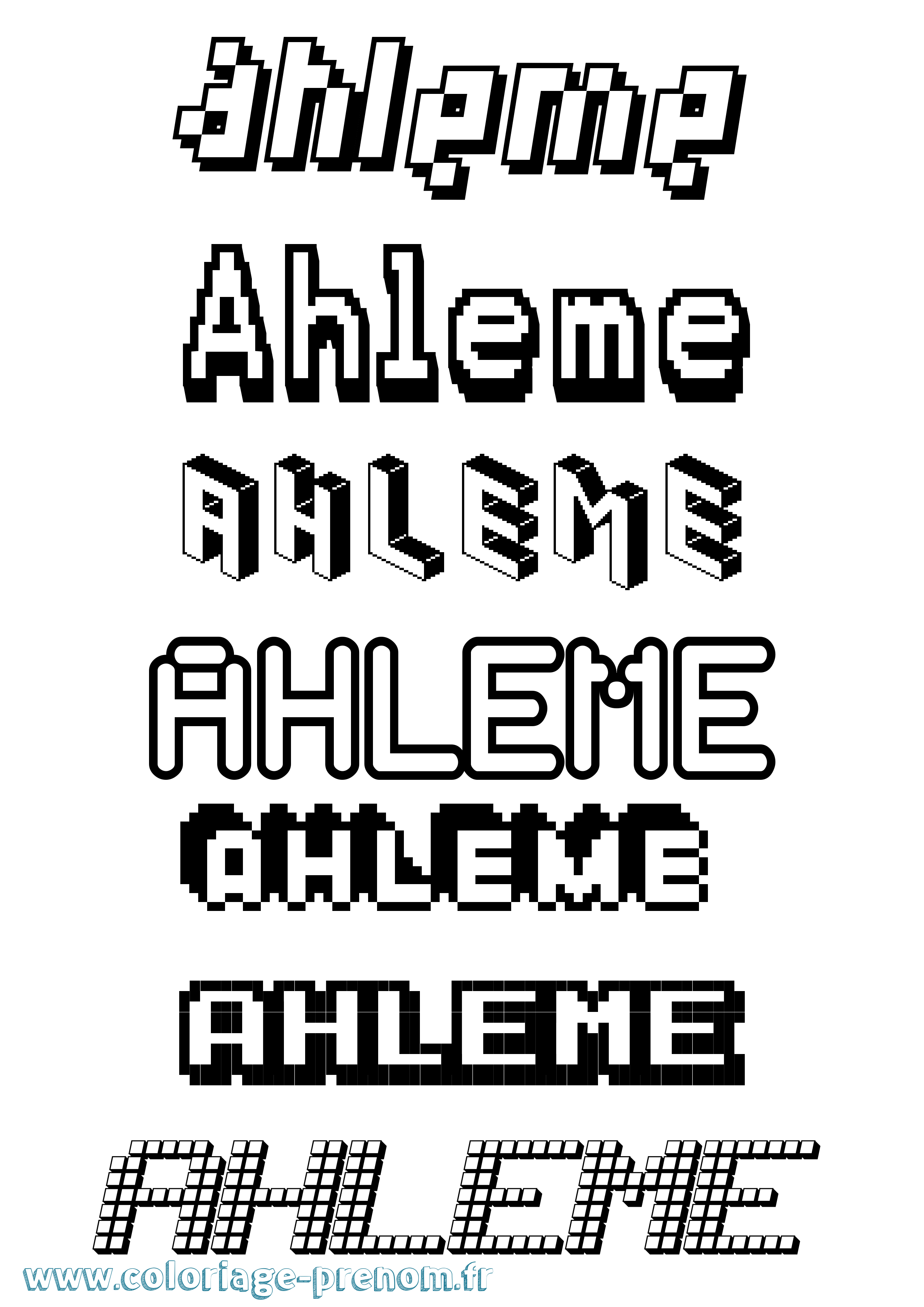 Coloriage Ahleme Pixel Coloriage prénom Ahleme Pixel
