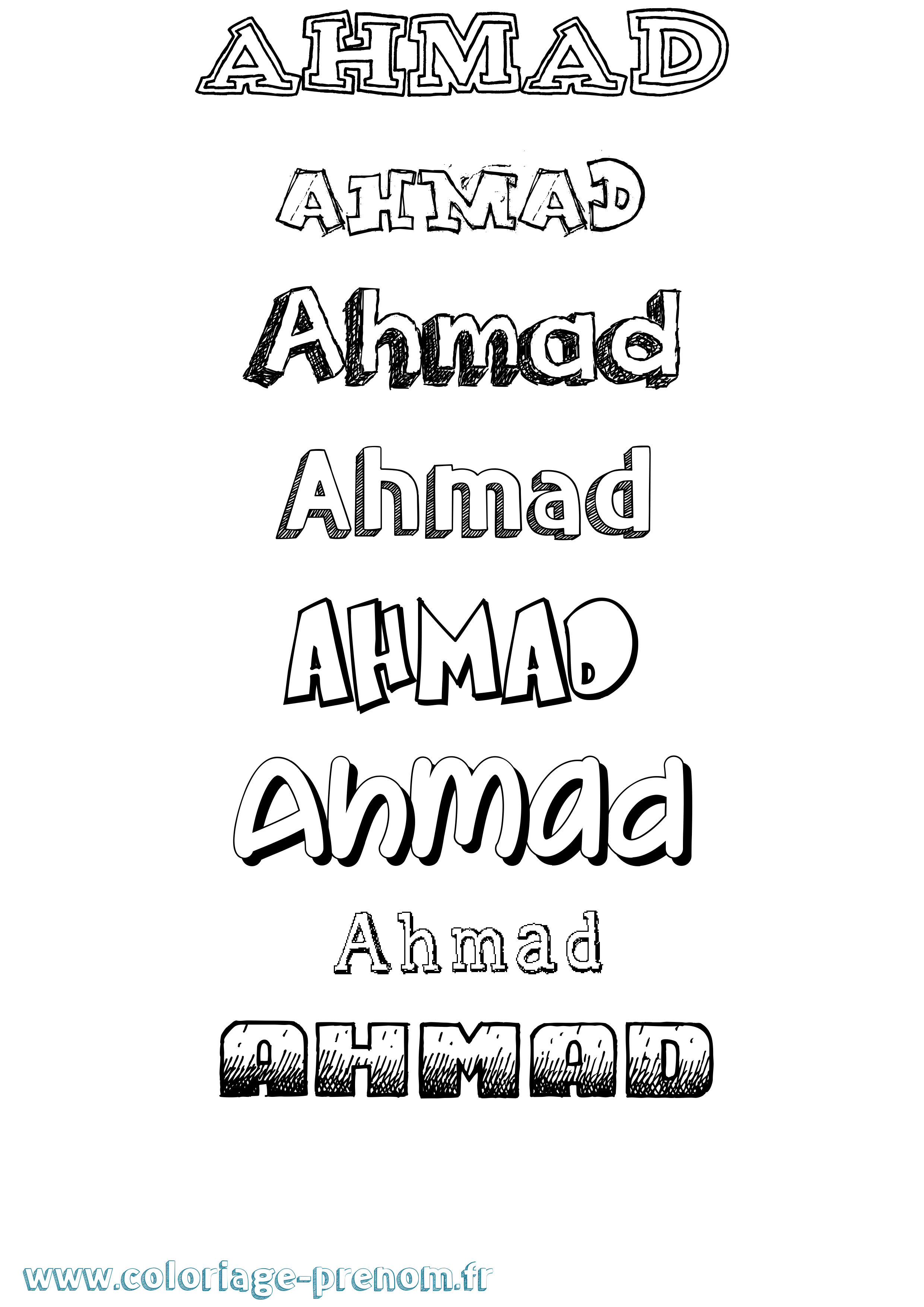 Coloriage prénom Ahmad Dessiné