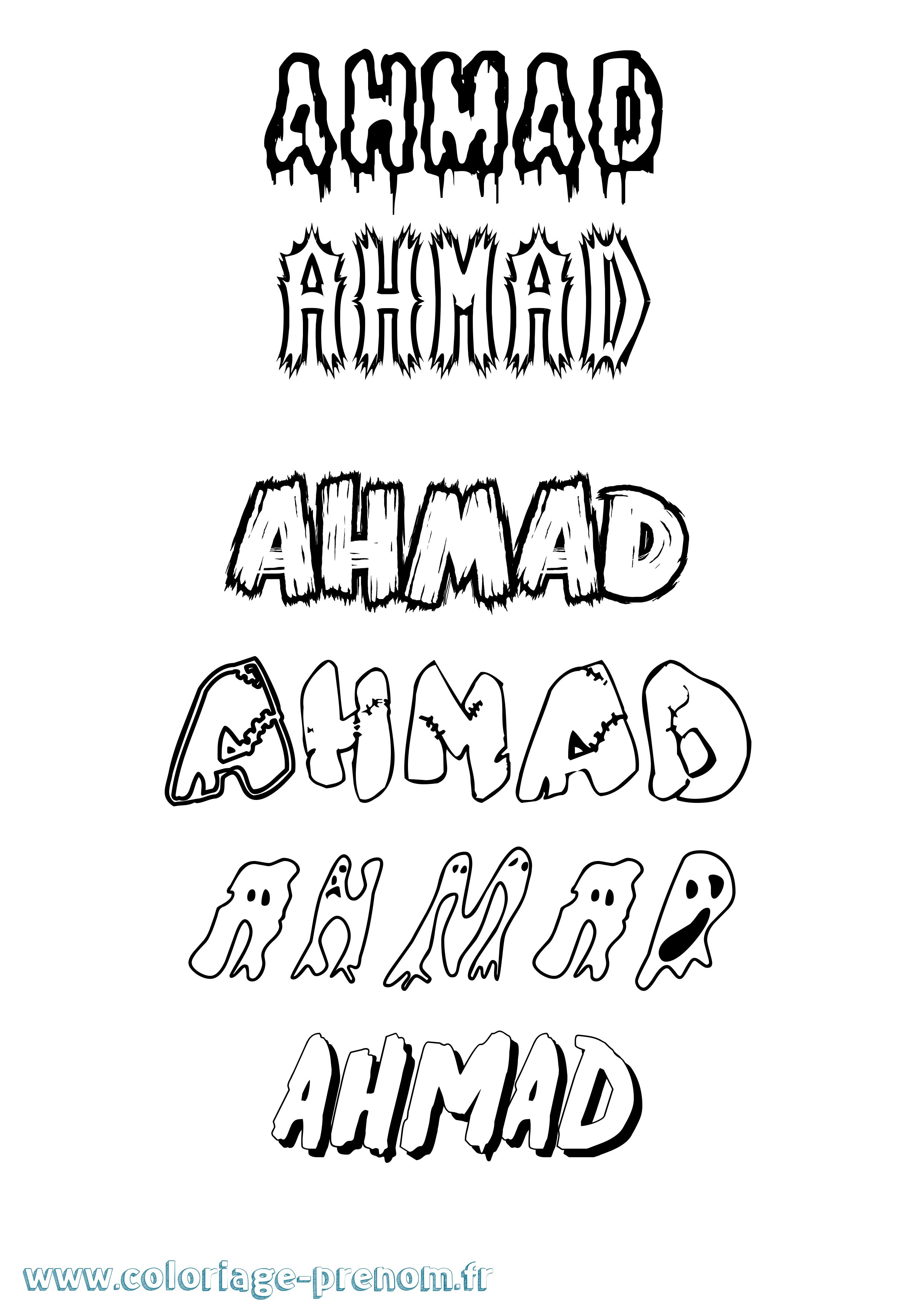 Coloriage prénom Ahmad
