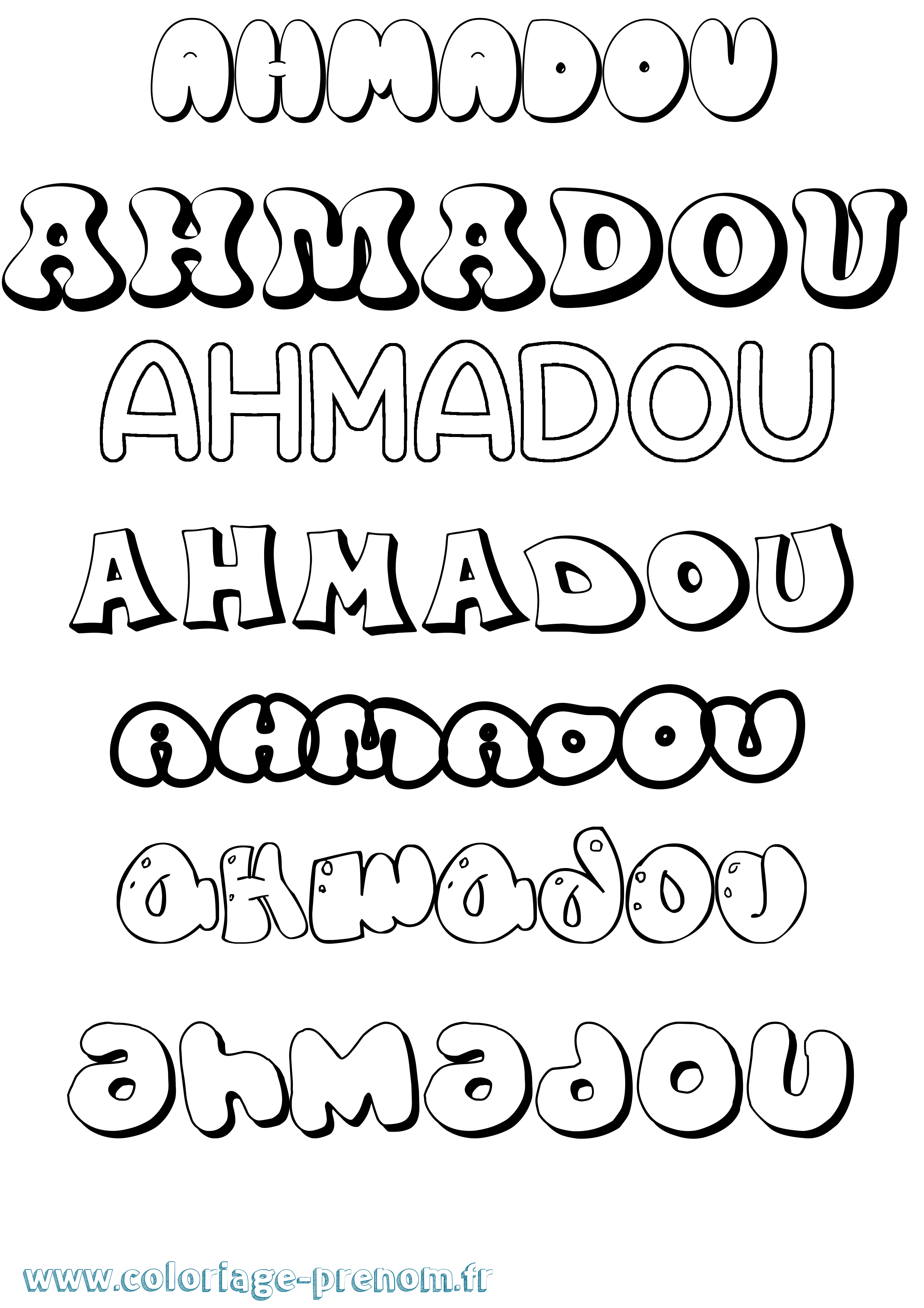 Coloriage prénom Ahmadou Bubble