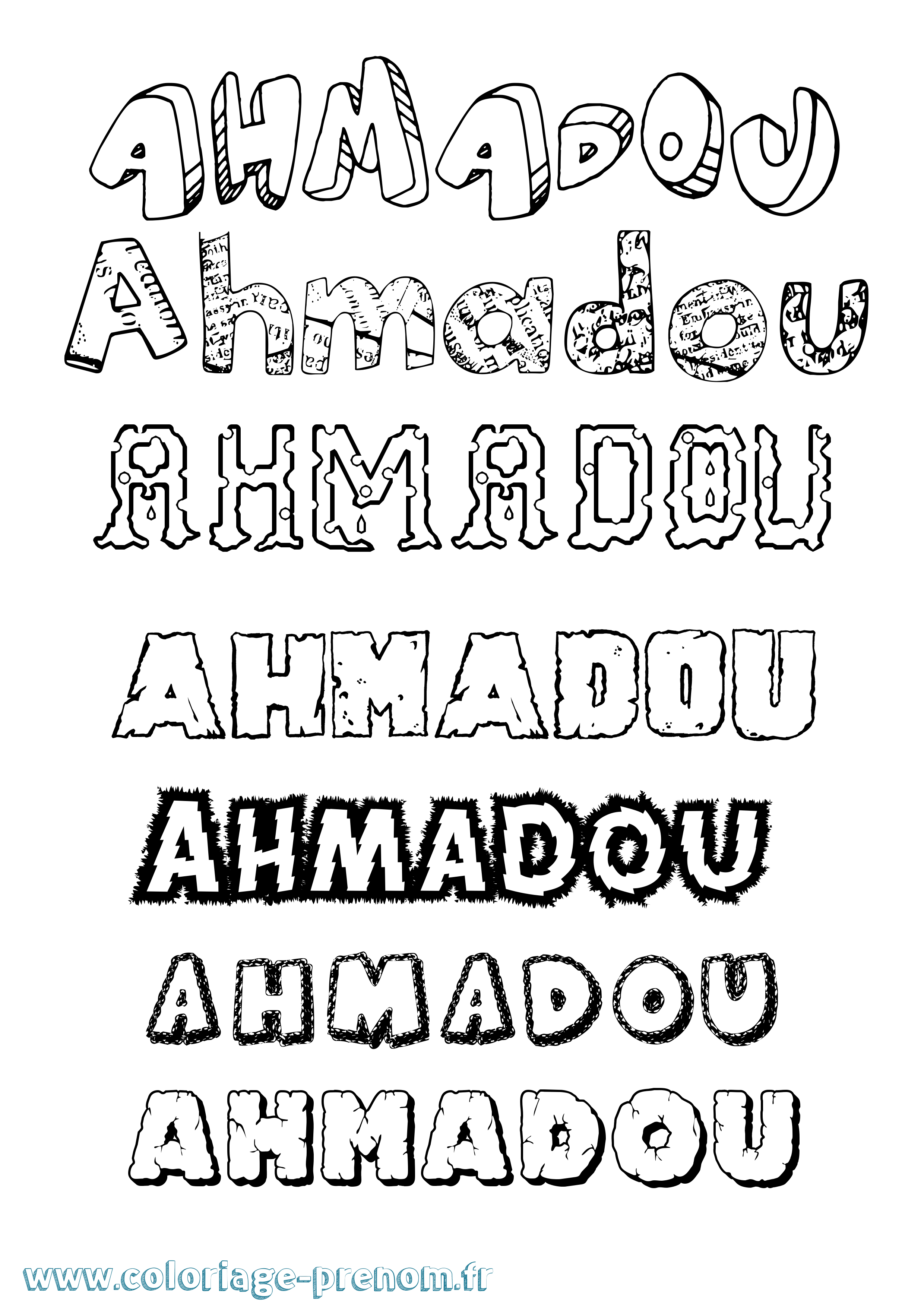 Coloriage prénom Ahmadou Destructuré