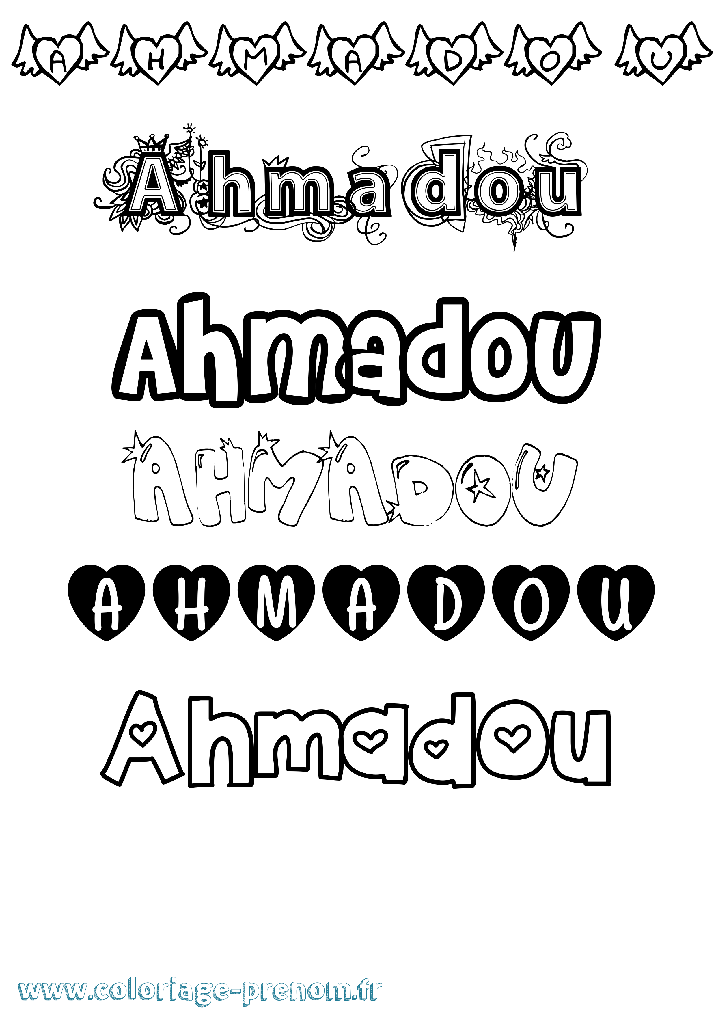 Coloriage prénom Ahmadou Girly