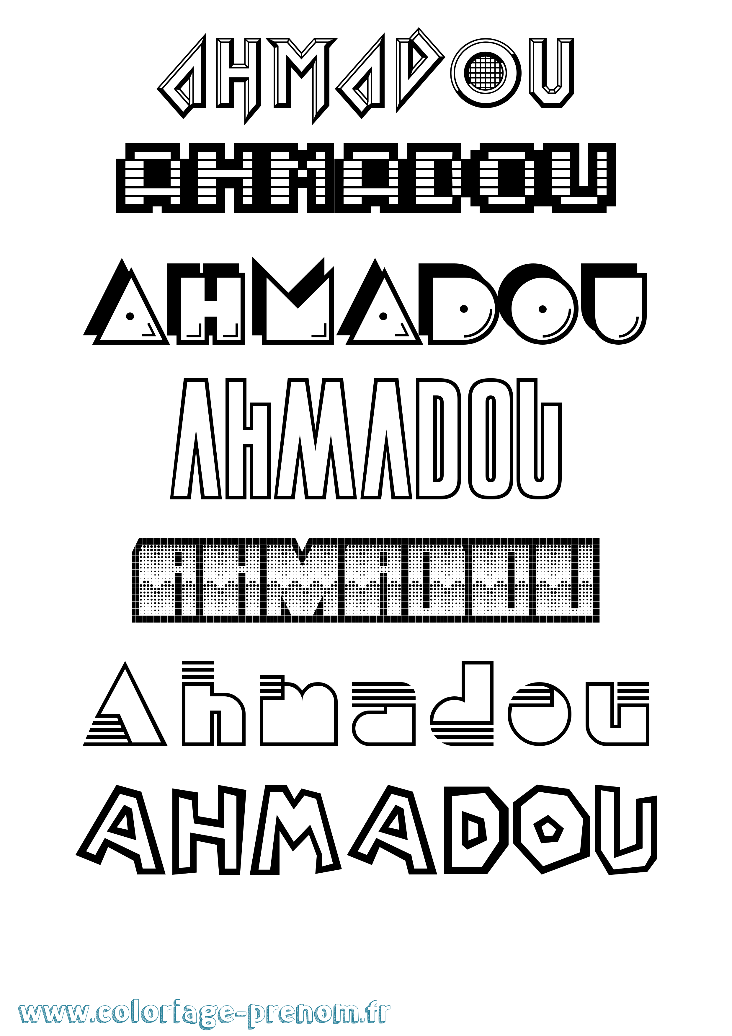 Coloriage prénom Ahmadou Jeux Vidéos