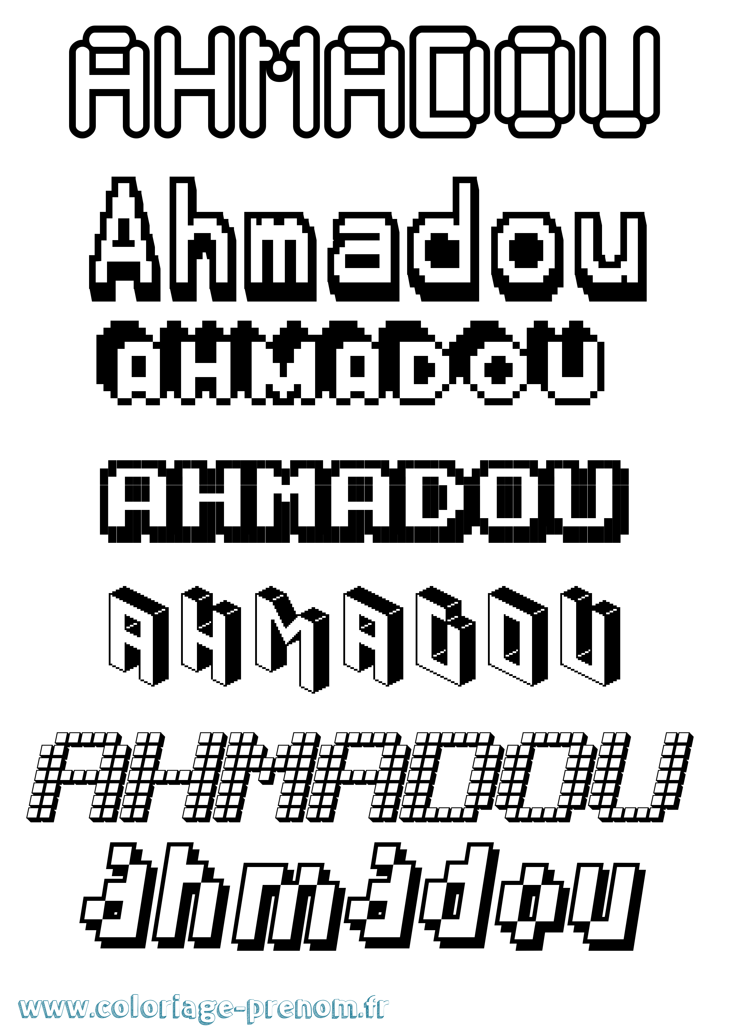 Coloriage prénom Ahmadou Pixel