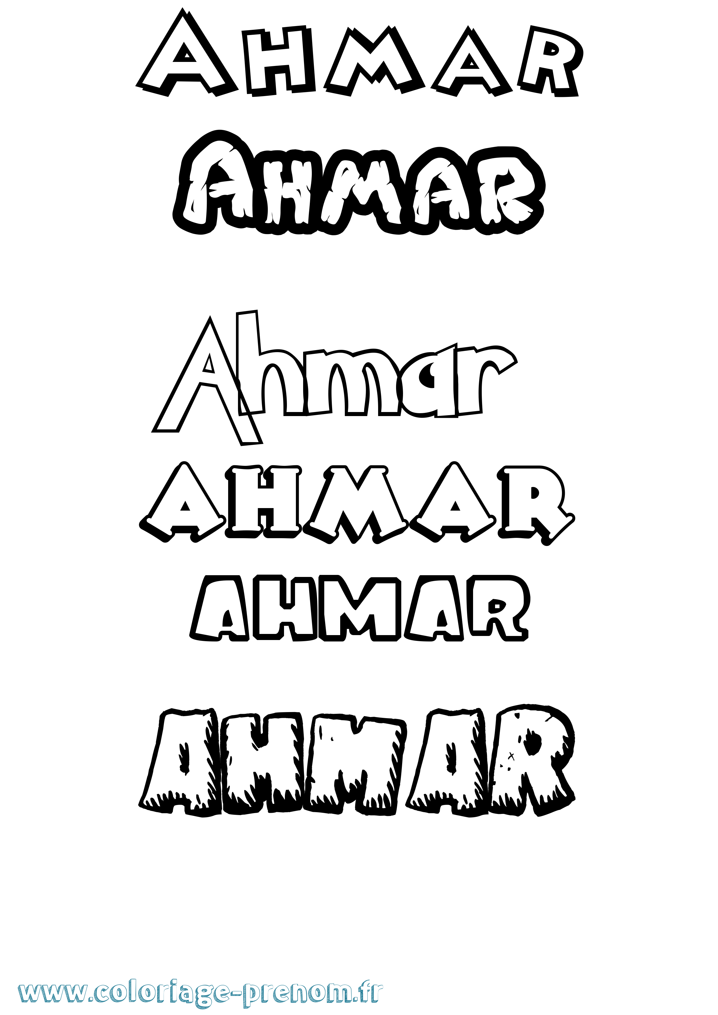Coloriage prénom Ahmar Dessin Animé