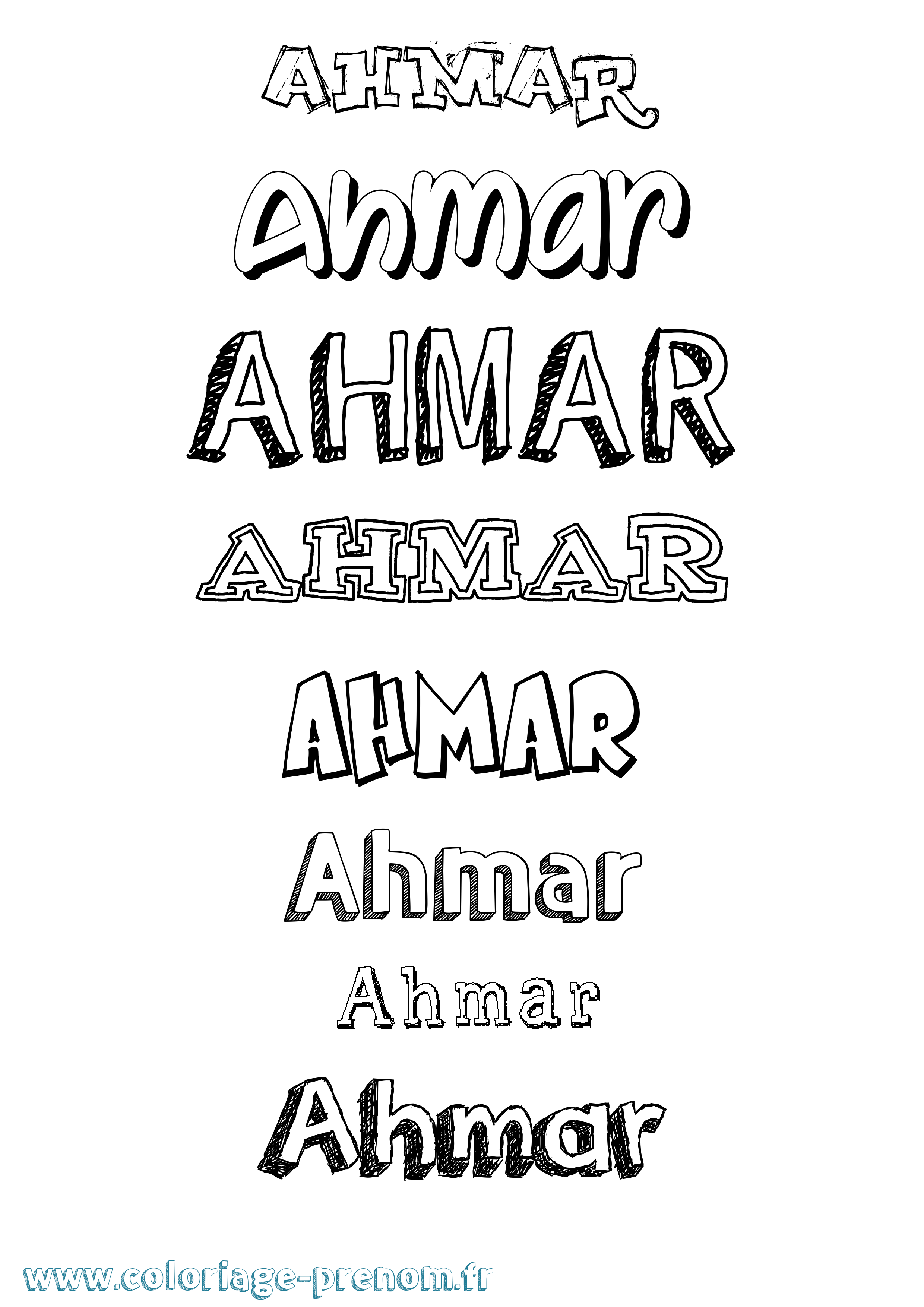 Coloriage prénom Ahmar Dessiné