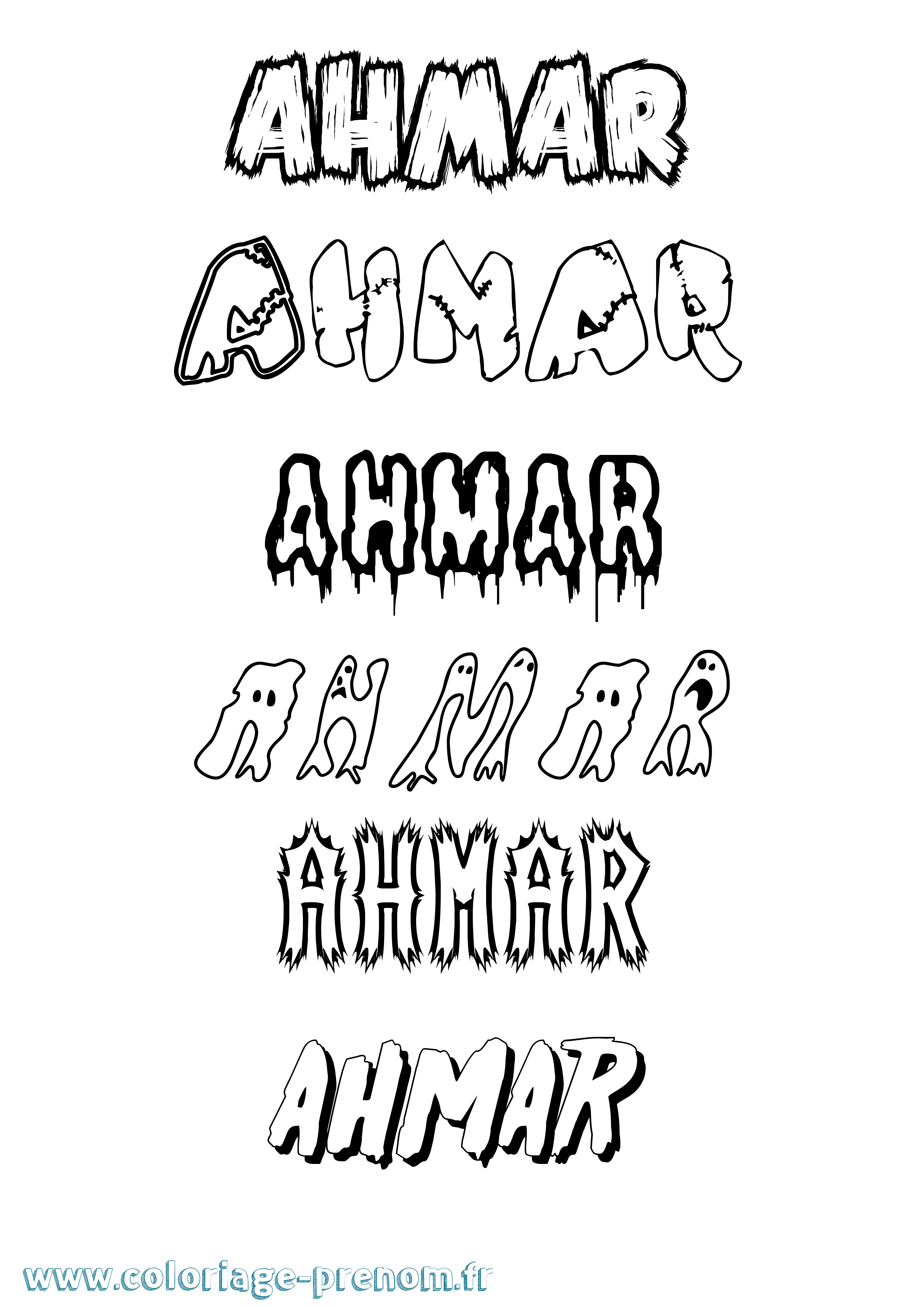 Coloriage Ahmar Frisson Coloriage prénom Ahmar Frisson