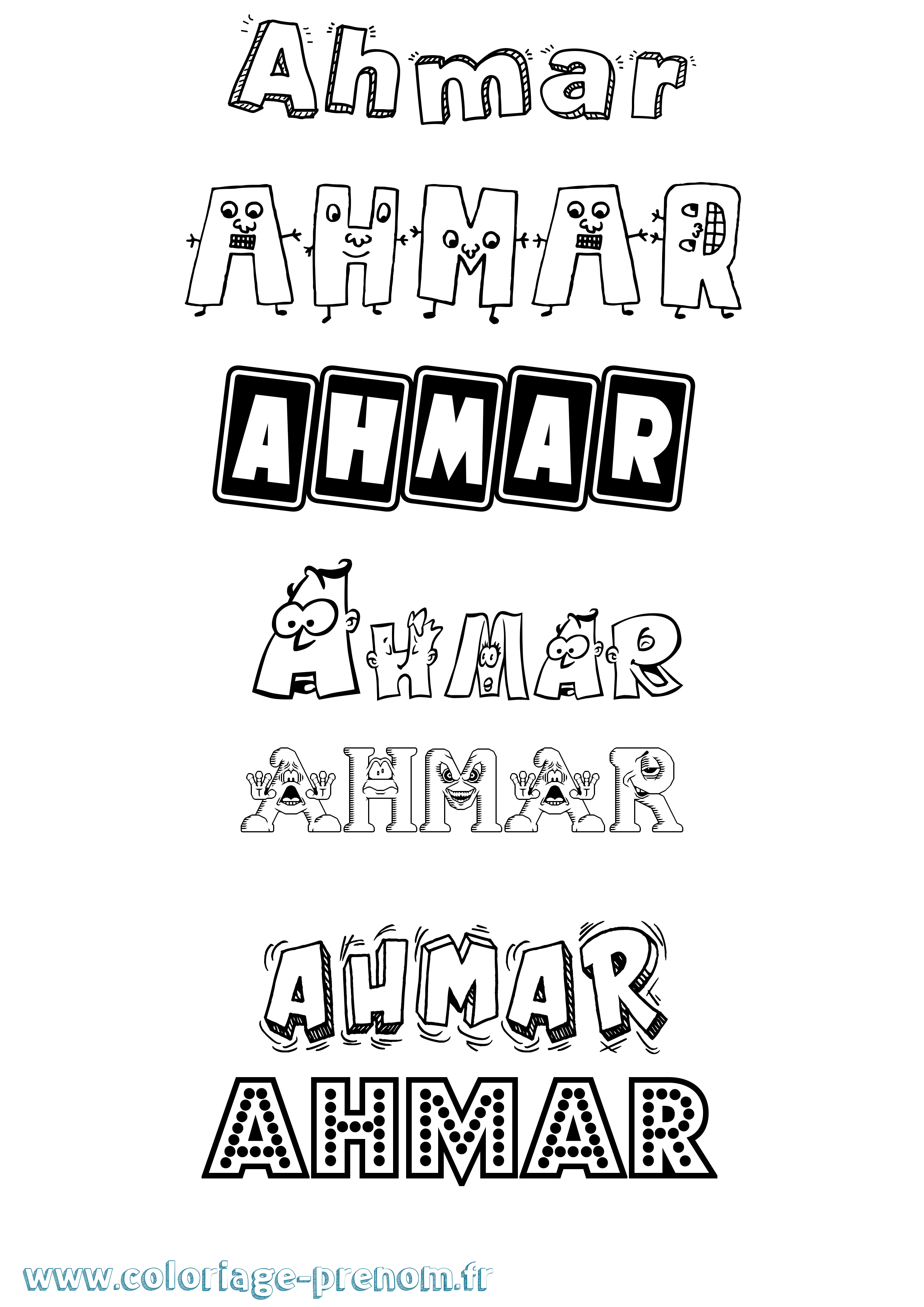 Coloriage prénom Ahmar Fun